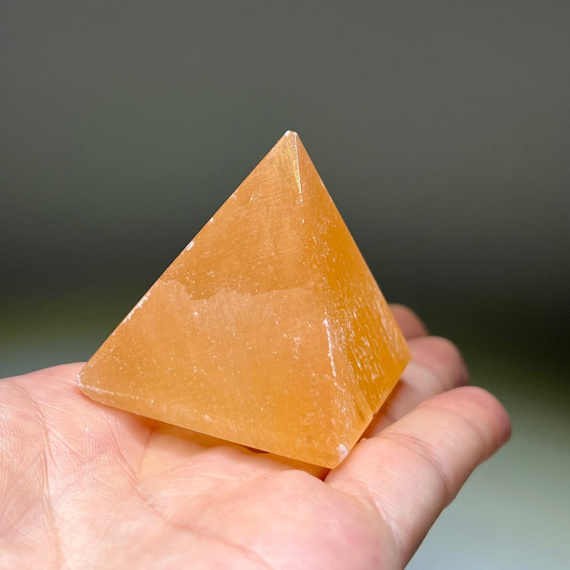 Orange Selenite Crystal Pyramid, Selenite Pyramid Charging Station