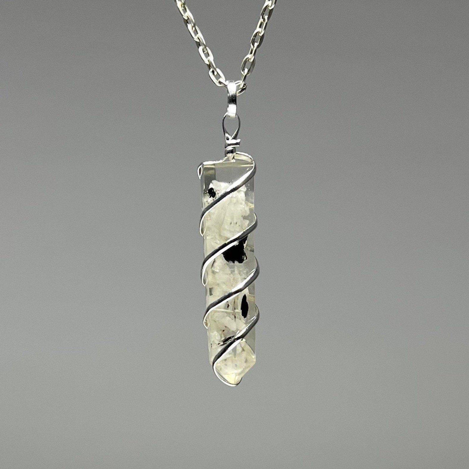 Moonstone in Orgonite Wire Wrapped Pendant Necklace - #2