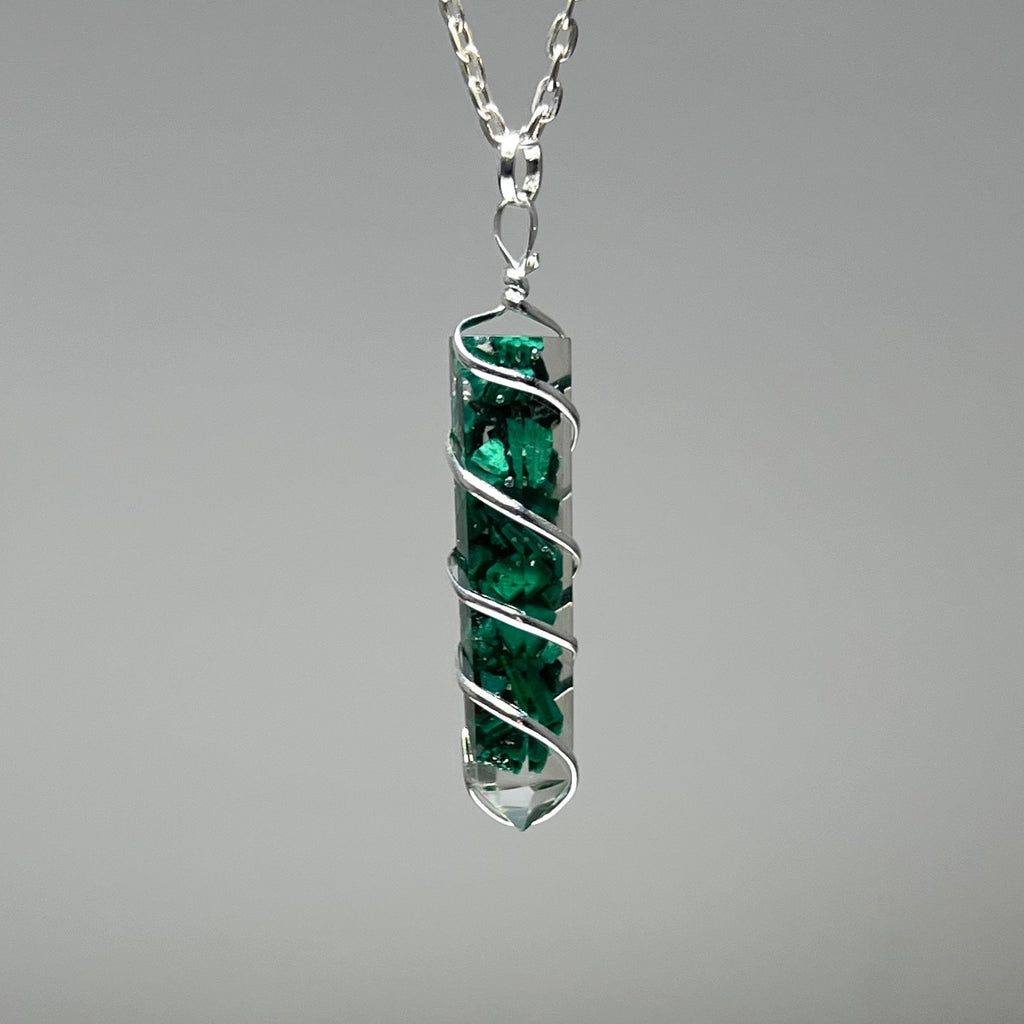 Malachite in Orgonite Wire Wrapped Pendant Necklace - #2