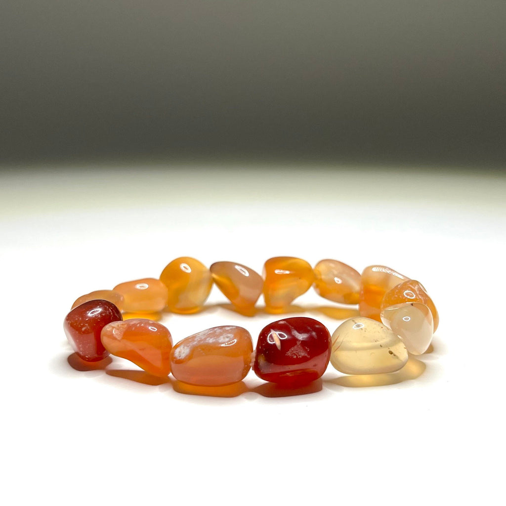 Carnelian Beaded Bracelet - Handmade Tumbled Crystal Bracelet