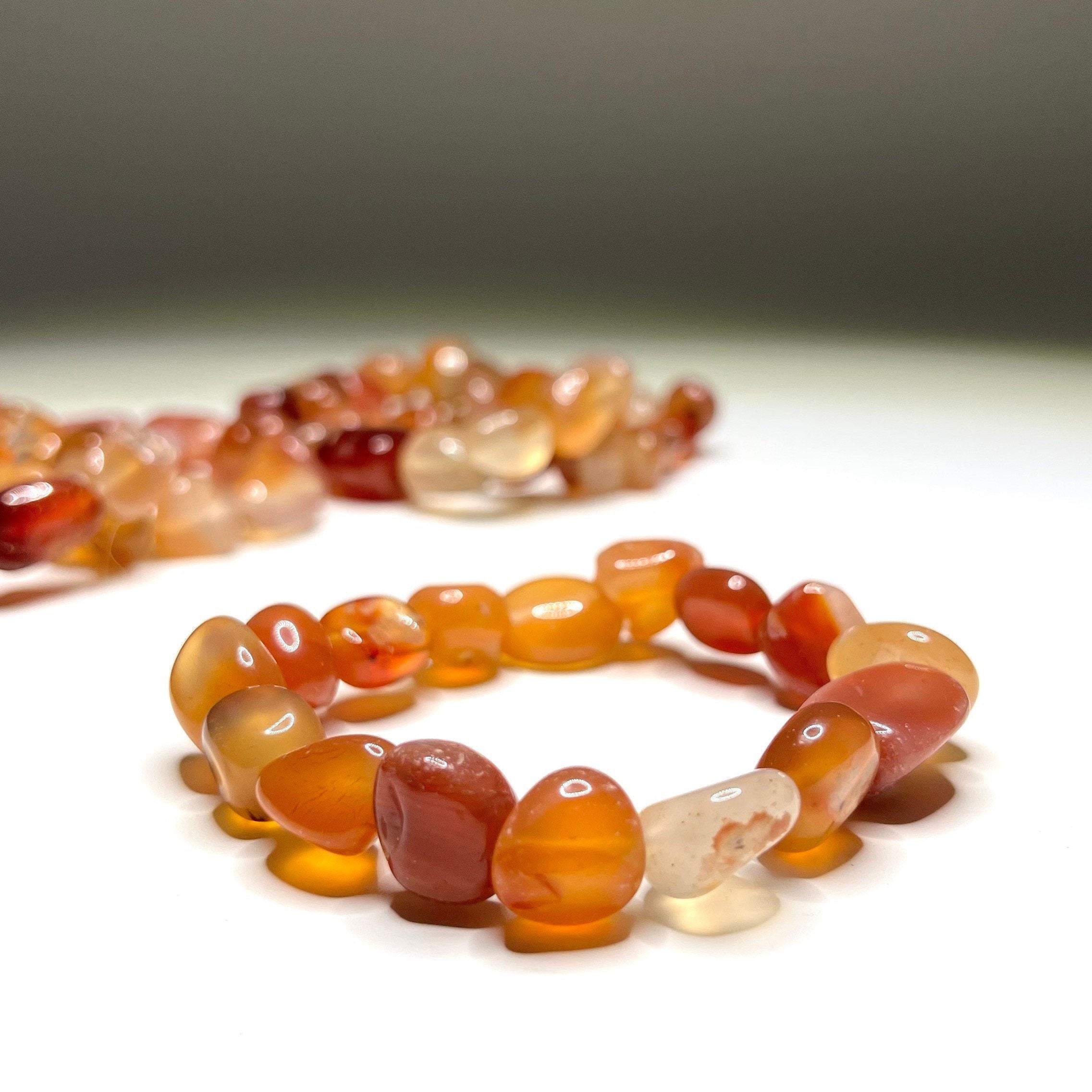 Carnelian Beaded Bracelet - Handmade Tumbled Crystal Bracelet