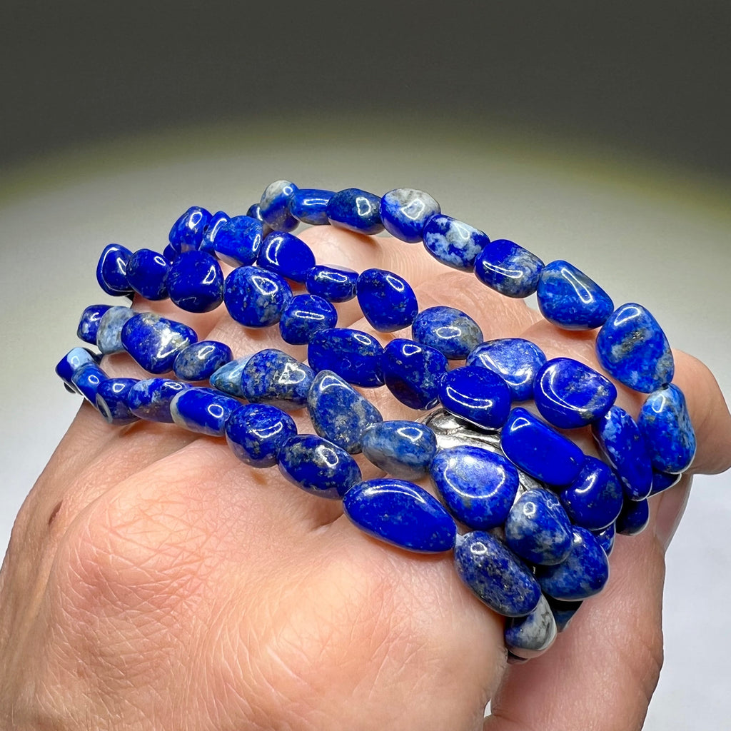 Lapis Lazuli Crystal Bracelet: Handmade Tumbled Gemstone Bracelet