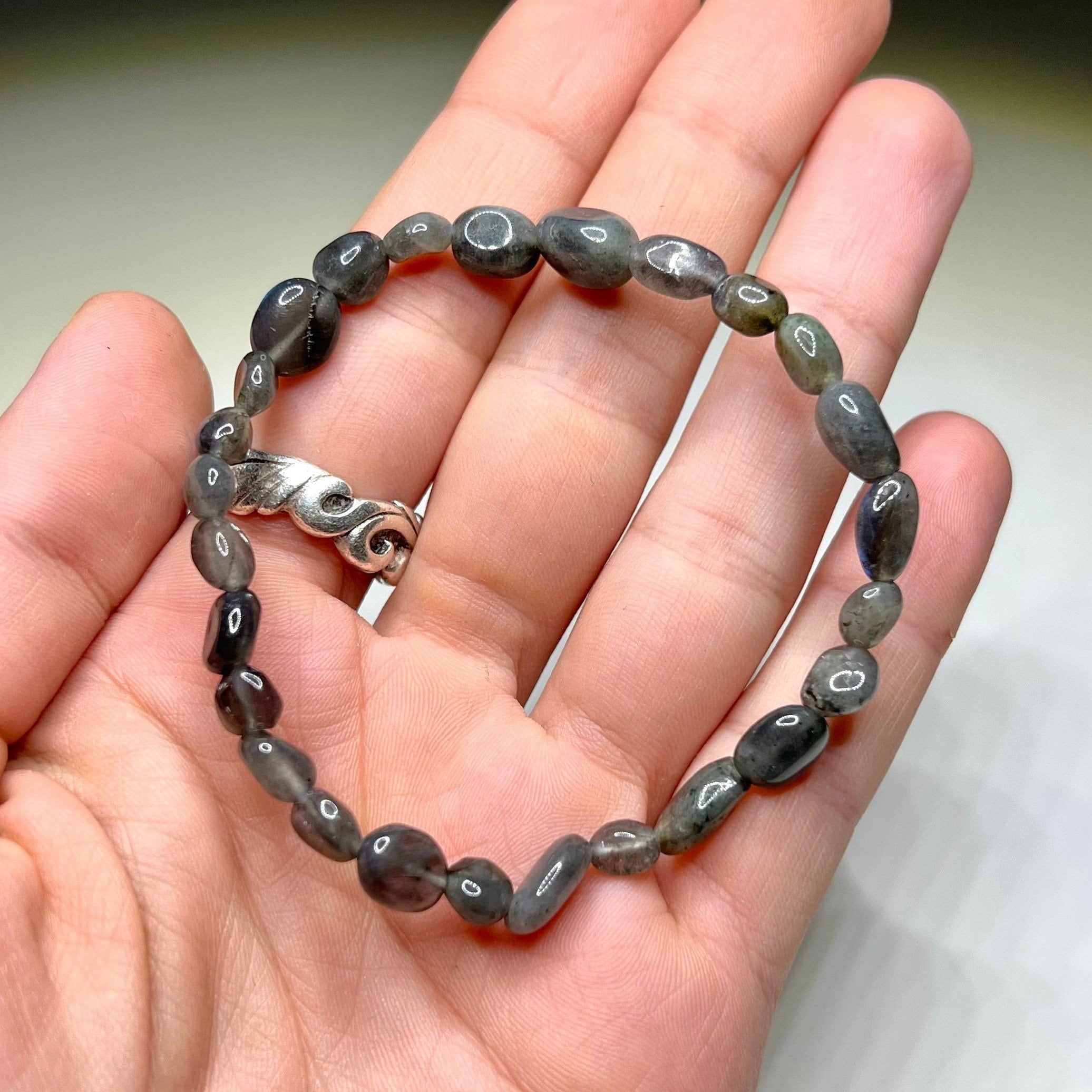 Labradorite Crystal Bracelet: Tumbled Gemstone Stretch Bracelet