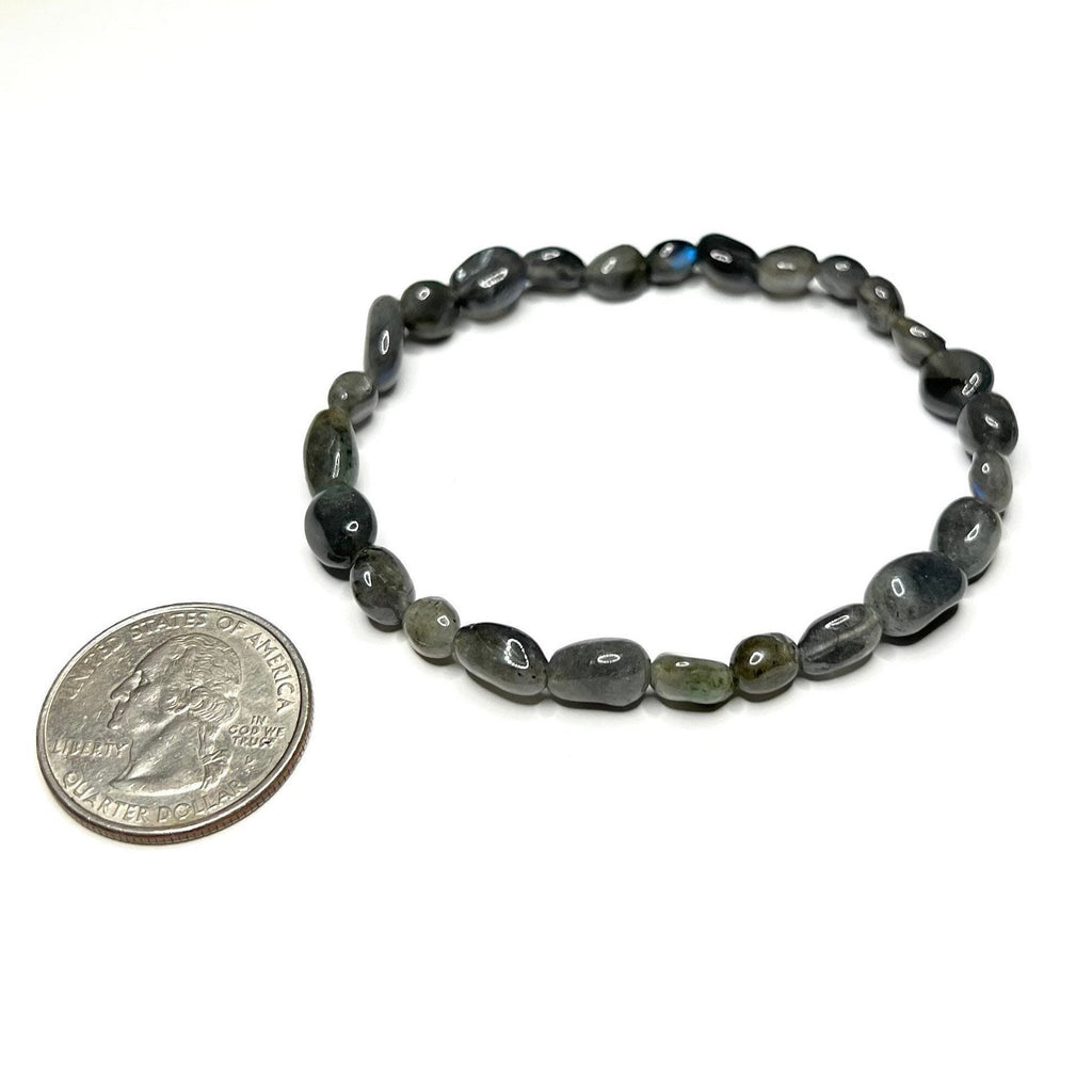 Labradorite Crystal Bracelet: Tumbled Gemstone Stretch Bracelet