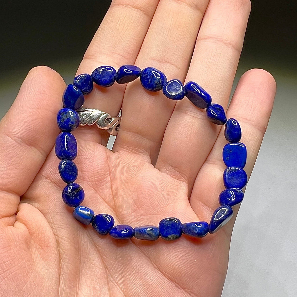 Lapis Lazuli Crystal Bracelet: Handmade Tumbled Gemstone Bracelet