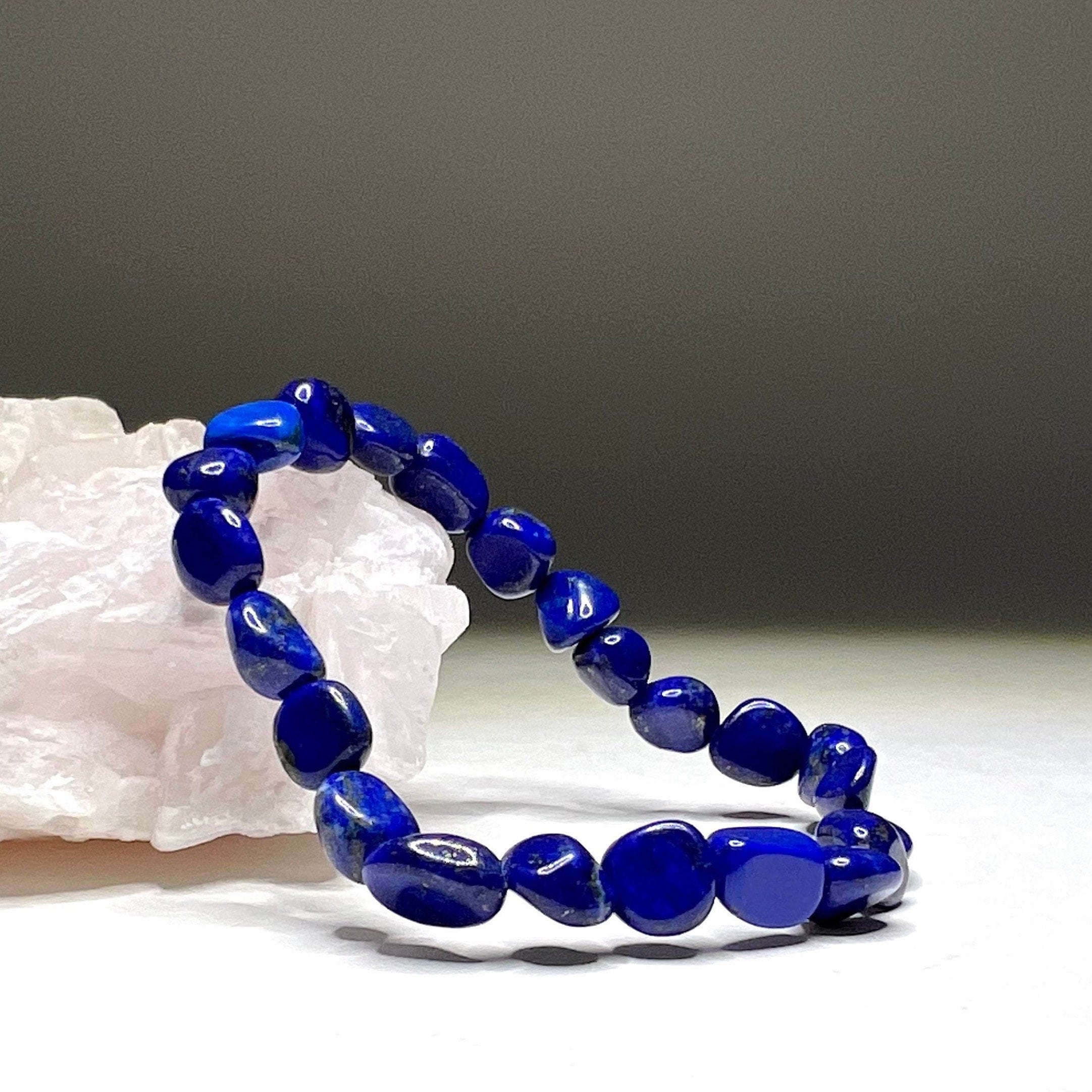 Lapis Lazuli Crystal Bracelet: Handmade Tumbled Gemstone Bracelet