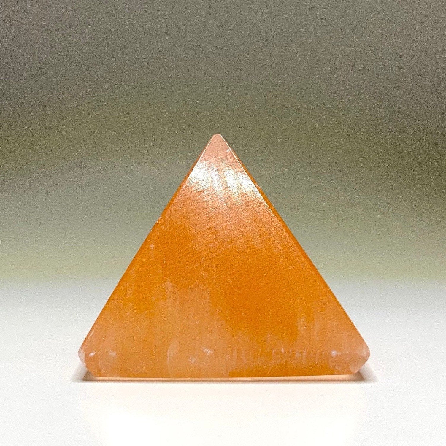Orange Selenite Crystal Pyramid, Selenite Pyramid Charging Station