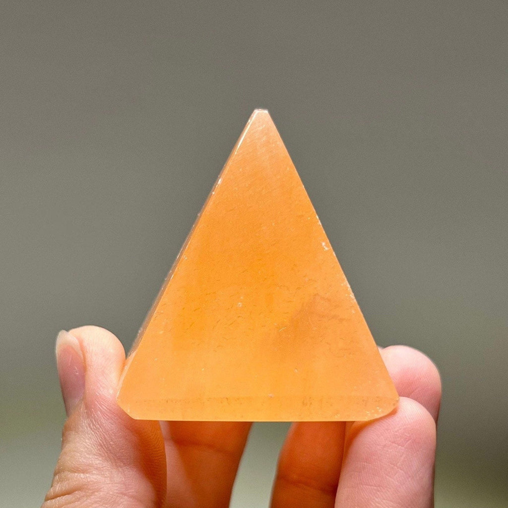 Orange Selenite Crystal Pyramid, Selenite Pyramid Charging Station