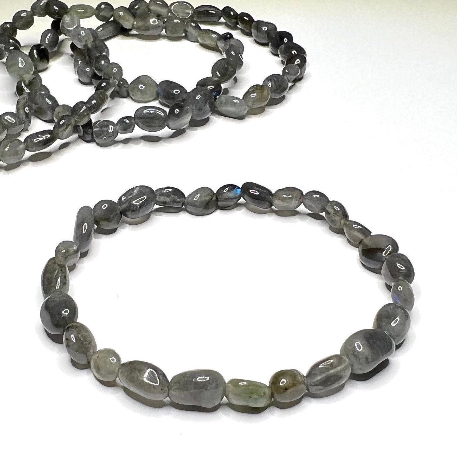 Labradorite Crystal Bracelet: Tumbled Gemstone Stretch Bracelet