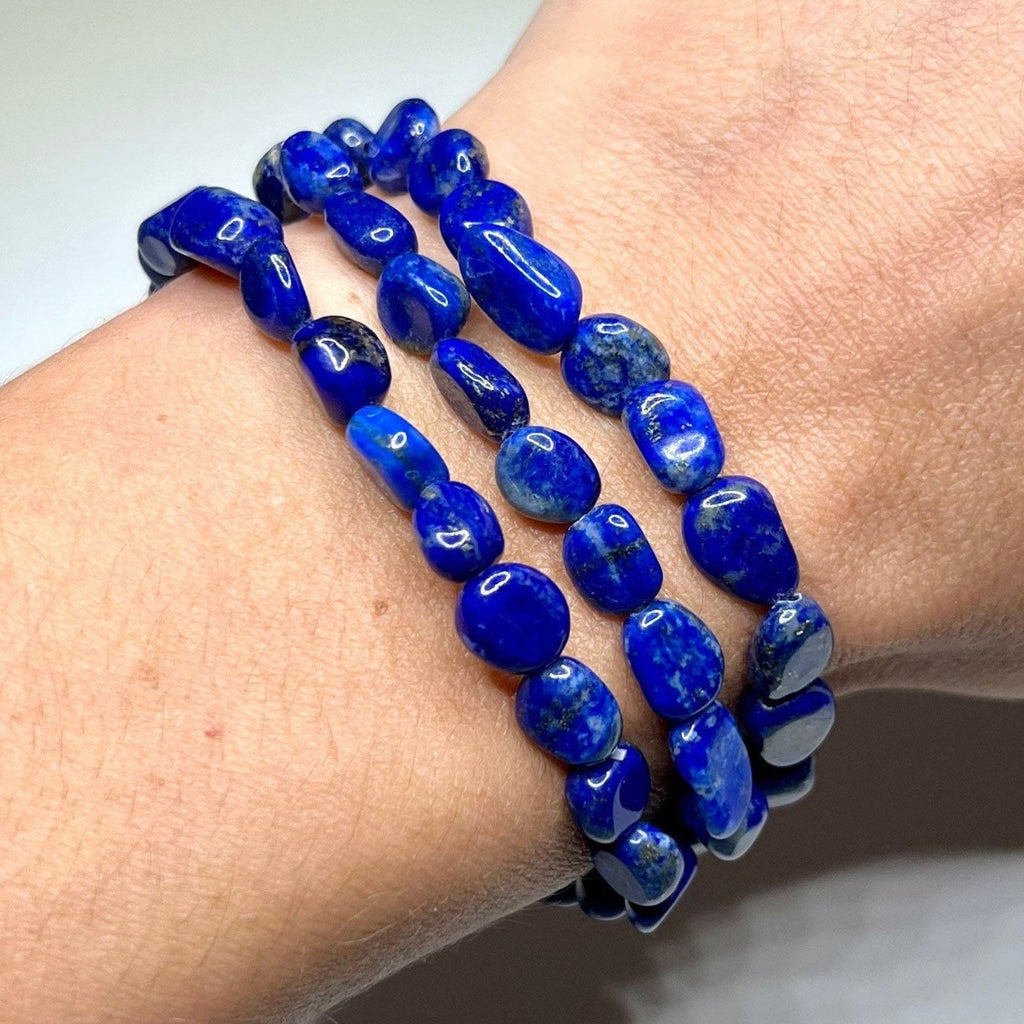 Lapis Lazuli Crystal Bracelet: Handmade Tumbled Gemstone Bracelet