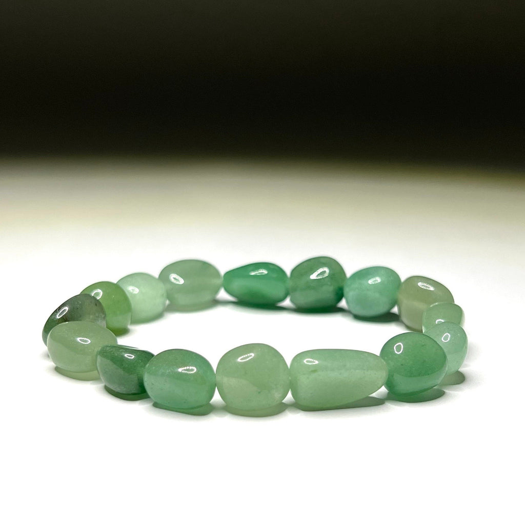 Green Aventurine Tumbled Crystal Bracelet: Gemstone Beaded Stretch Bracelet