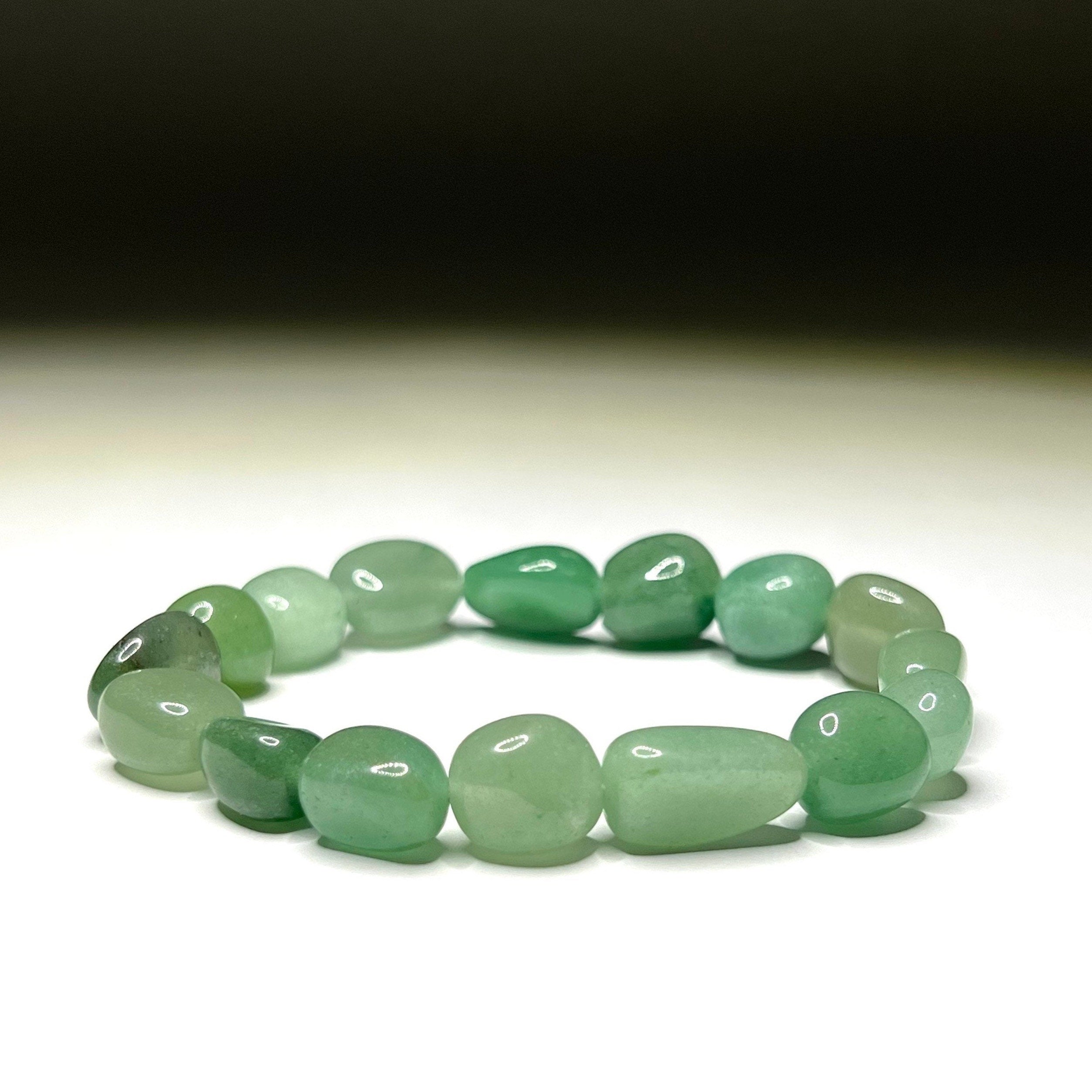 Green Aventurine Tumbled Crystal Bracelet: Gemstone Beaded Stretch Bracelet