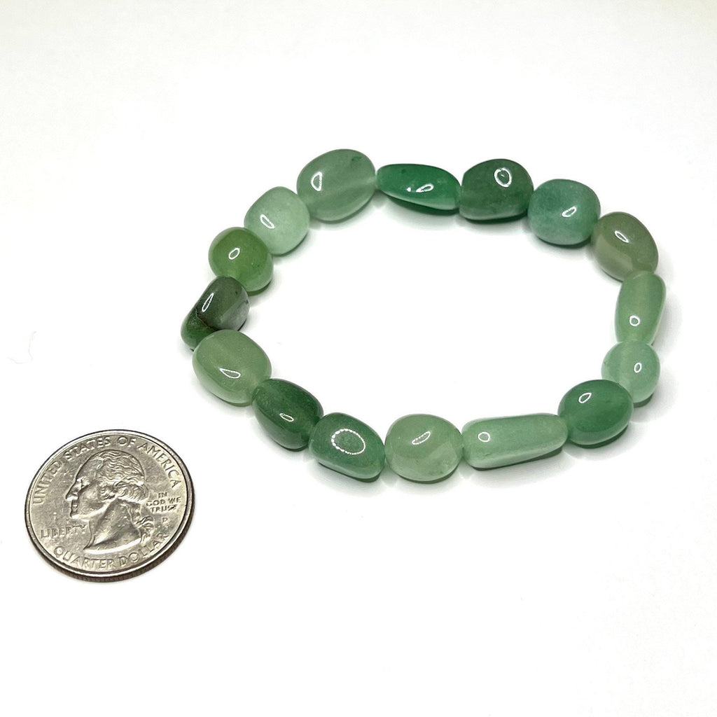 Green Aventurine Tumbled Crystal Bracelet: Gemstone Beaded Stretch Bracelet