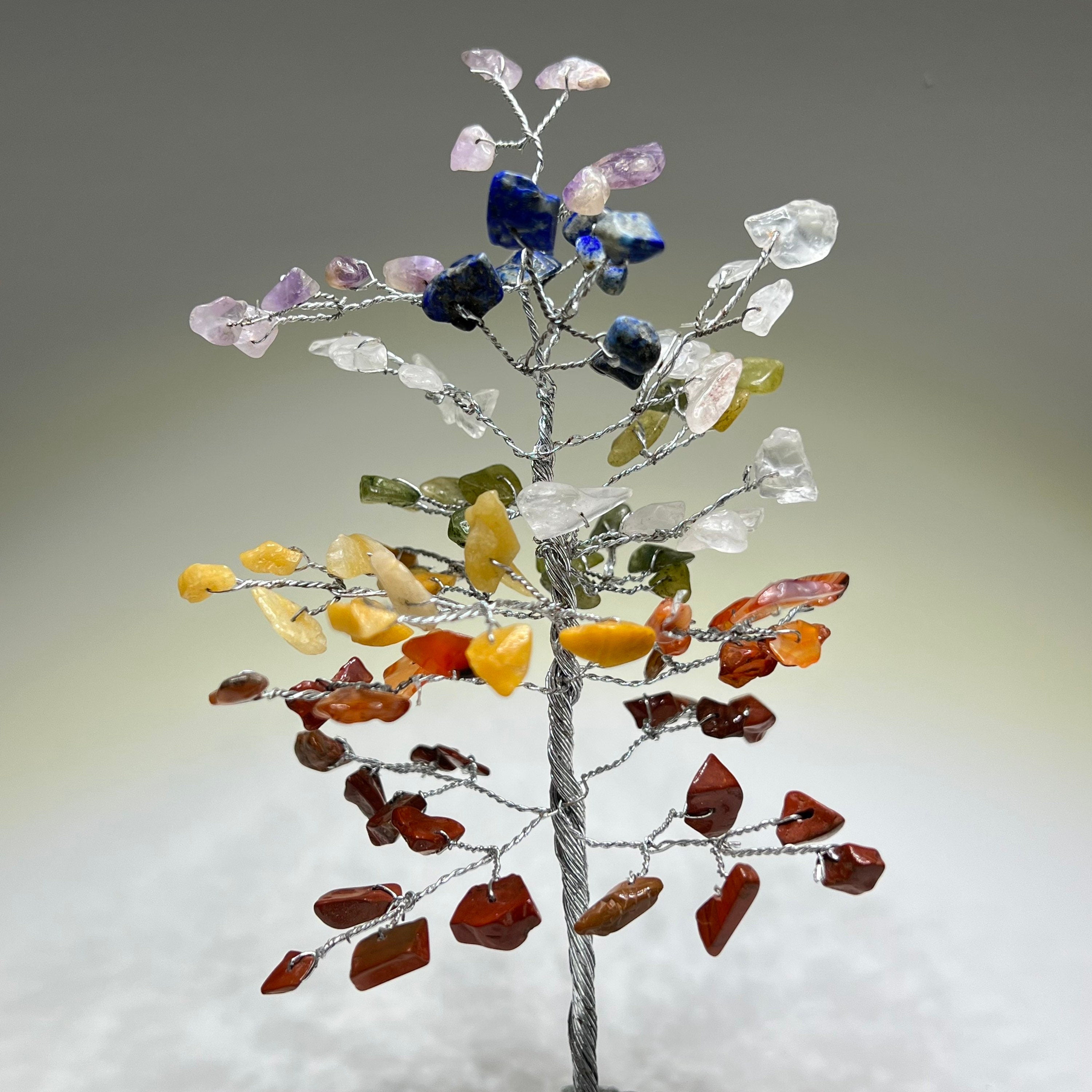 Chakra Gemstone Tree: Handmade Healing Crystal Tree with Wood Base