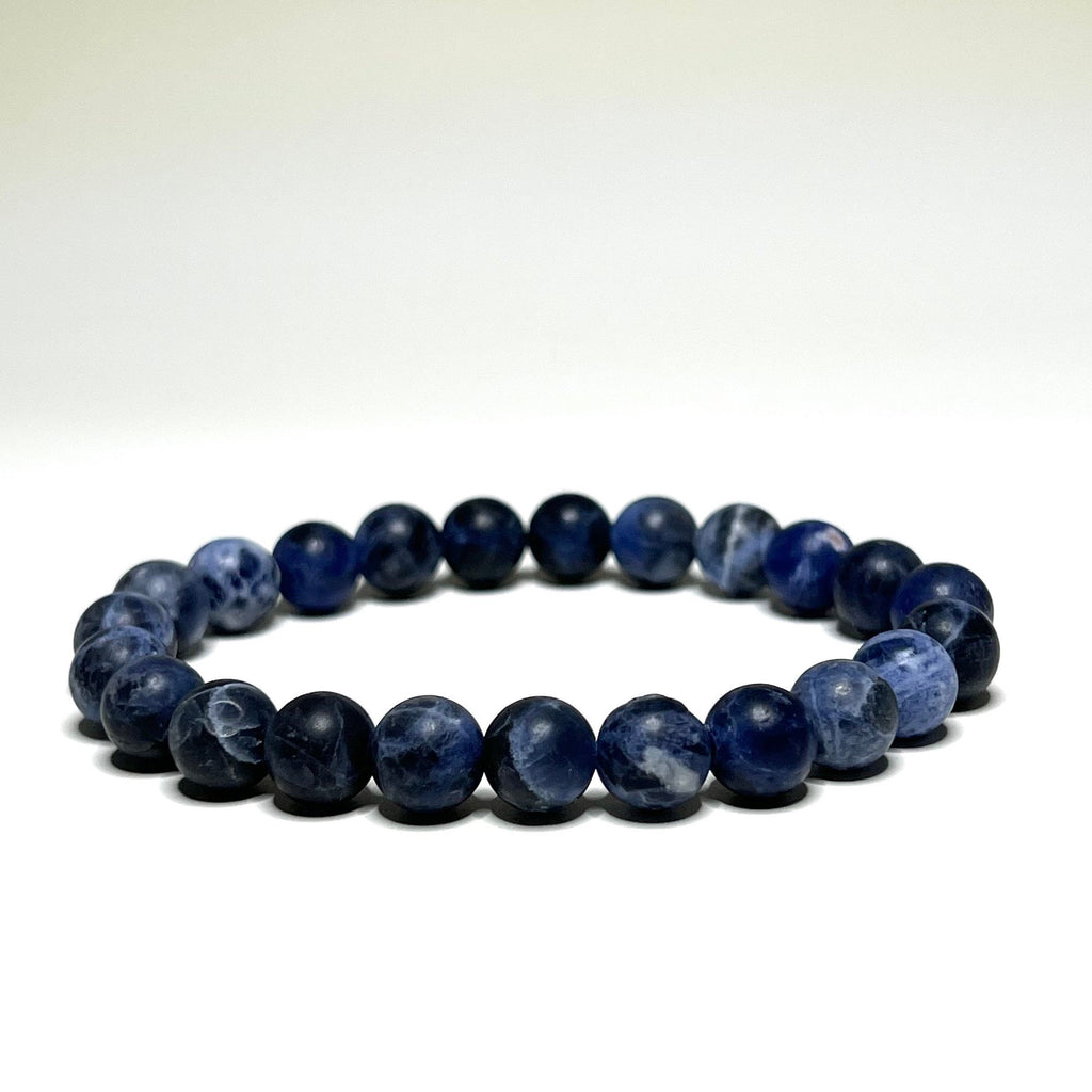 Sodalite Matte Bead Crystal Bracelet, 8mm Gemstone Beaded Bracelet