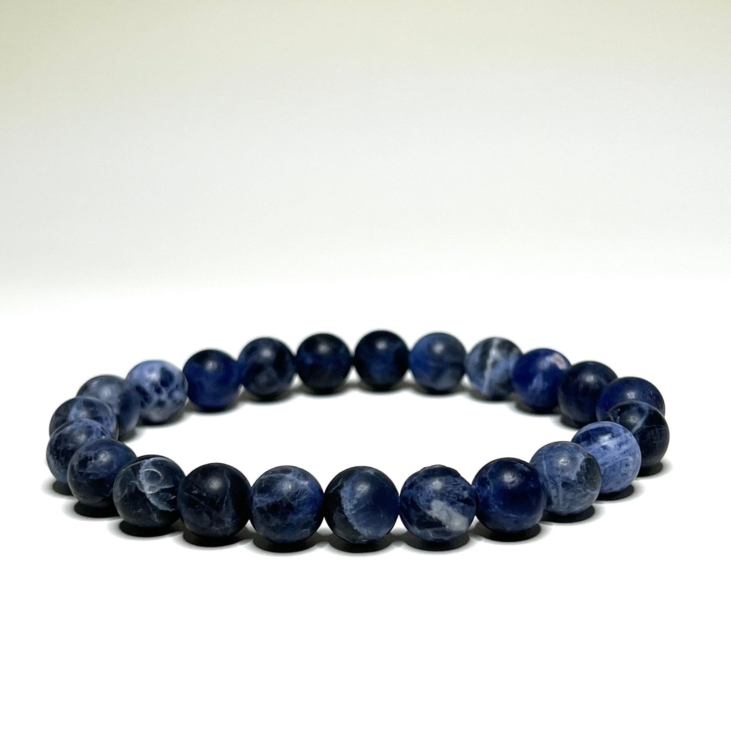 Sodalite Matte Bead Crystal Bracelet, 8mm Gemstone Beaded Bracelet