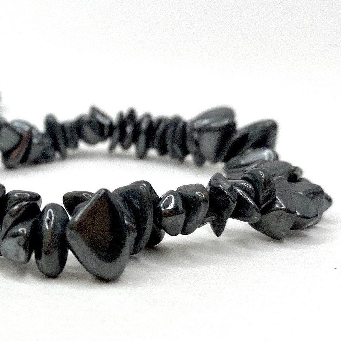 Hematite Chip Bracelet: Gemstone Beaded Stretch Bracelet