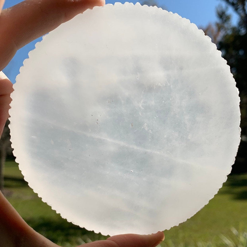 Selenite Charging Plate: 4 Inch Selenite Disk from Morocco