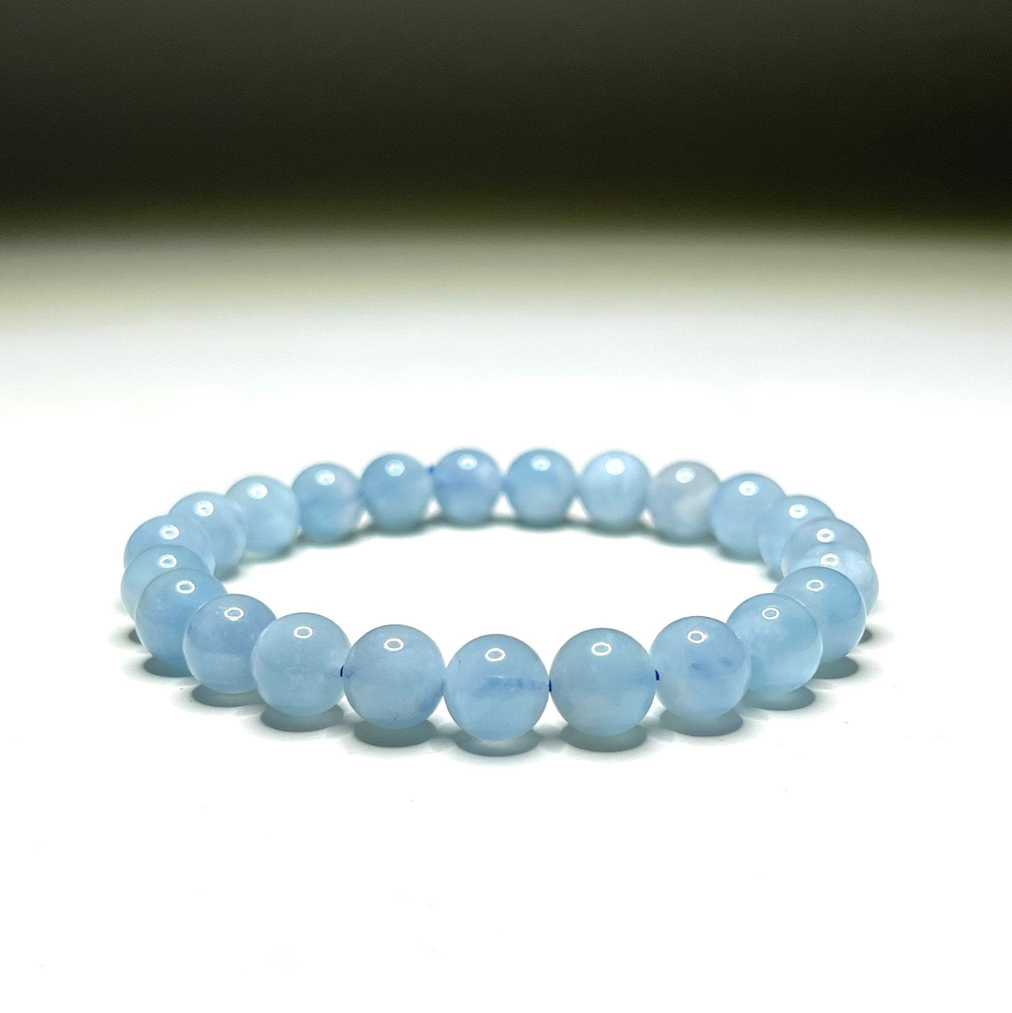 Aquamarine Crystal Bracelet: Handmade Gemstone Beaded Bracelet