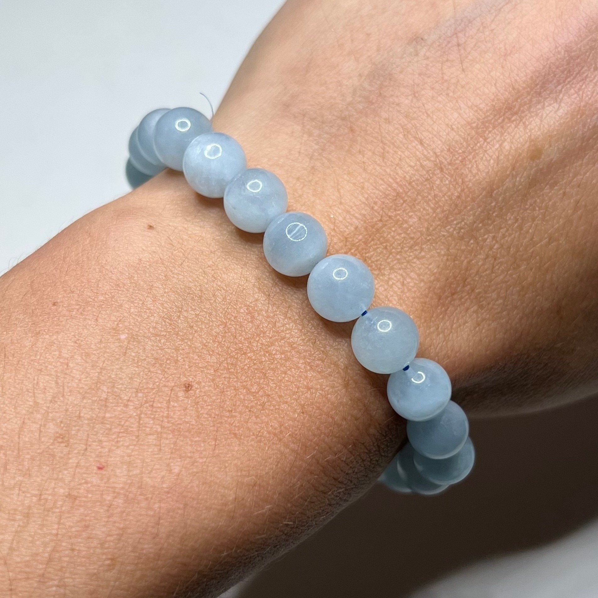 Aquamarine Crystal Bracelet: Handmade Gemstone Beaded Bracelet