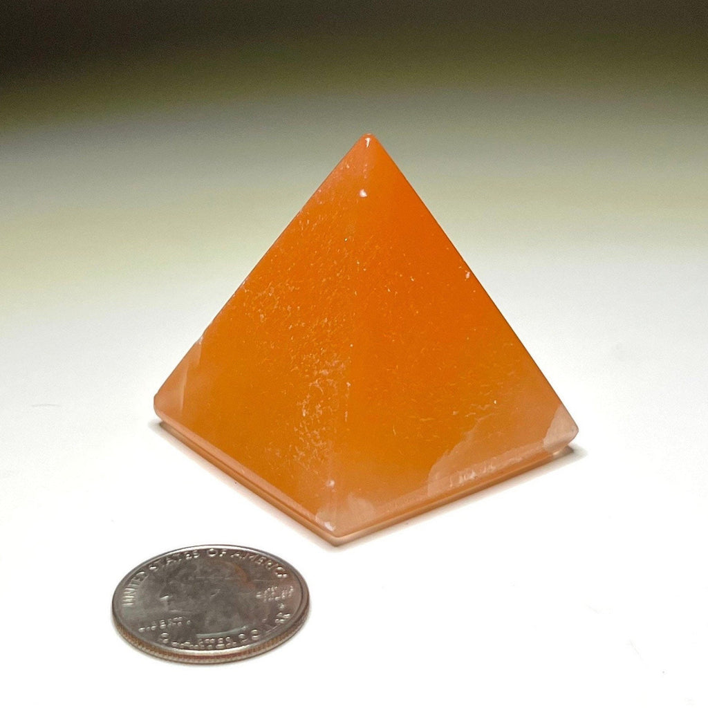 Orange Selenite Crystal Pyramid, Selenite Pyramid Charging Station