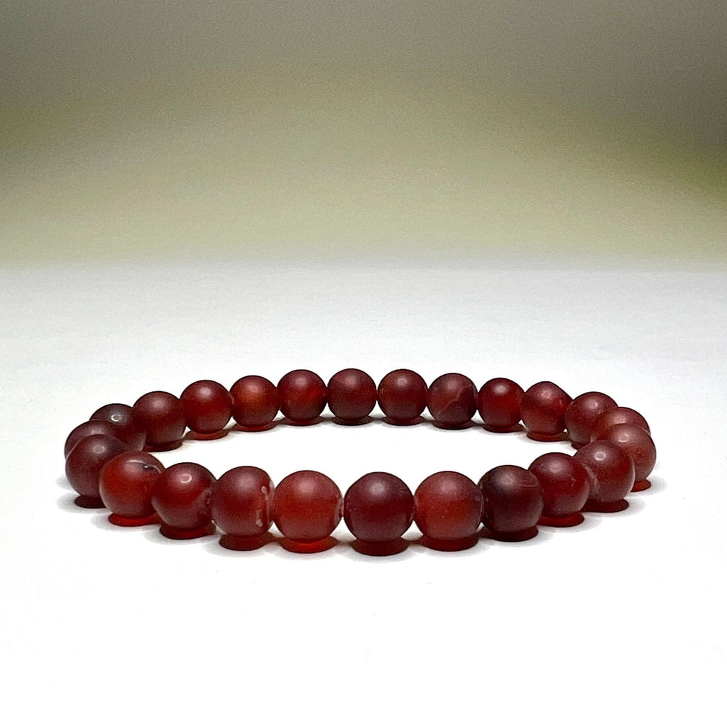 Red Agate Crystal Bracelet, 8mm Matte Bead Gemstone Bracelet