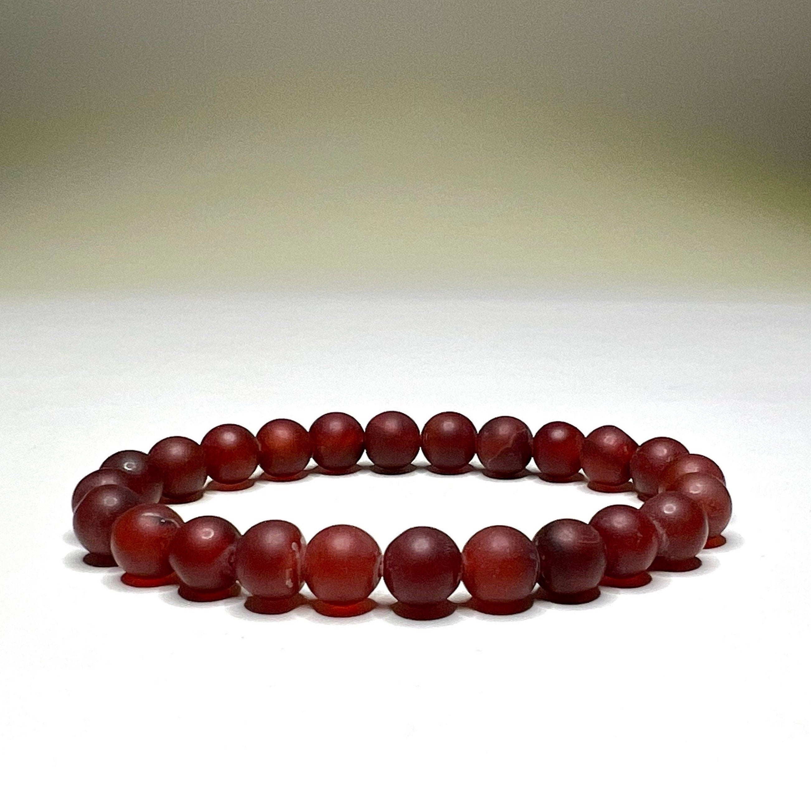 Red Agate Crystal Bracelet, 8mm Matte Bead Gemstone Bracelet