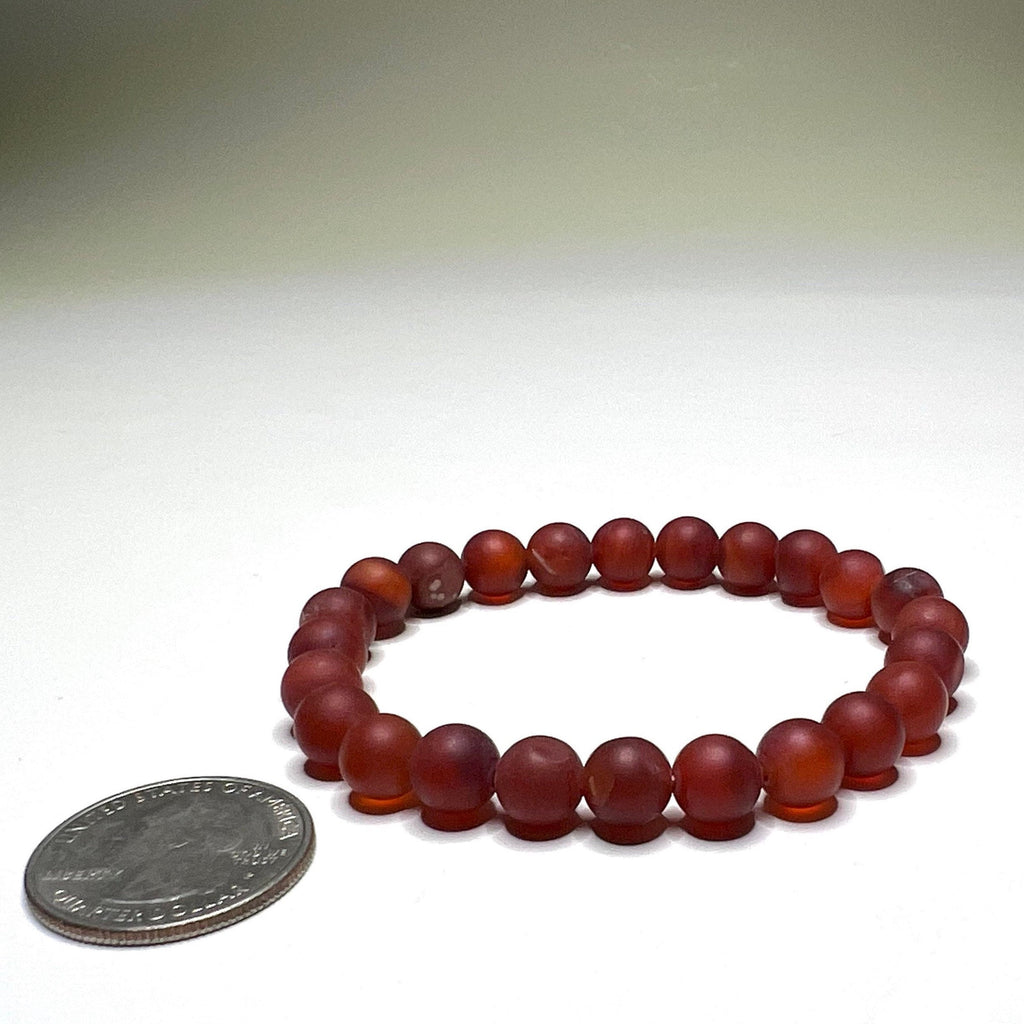 Red Agate Crystal Bracelet, 8mm Matte Bead Gemstone Bracelet