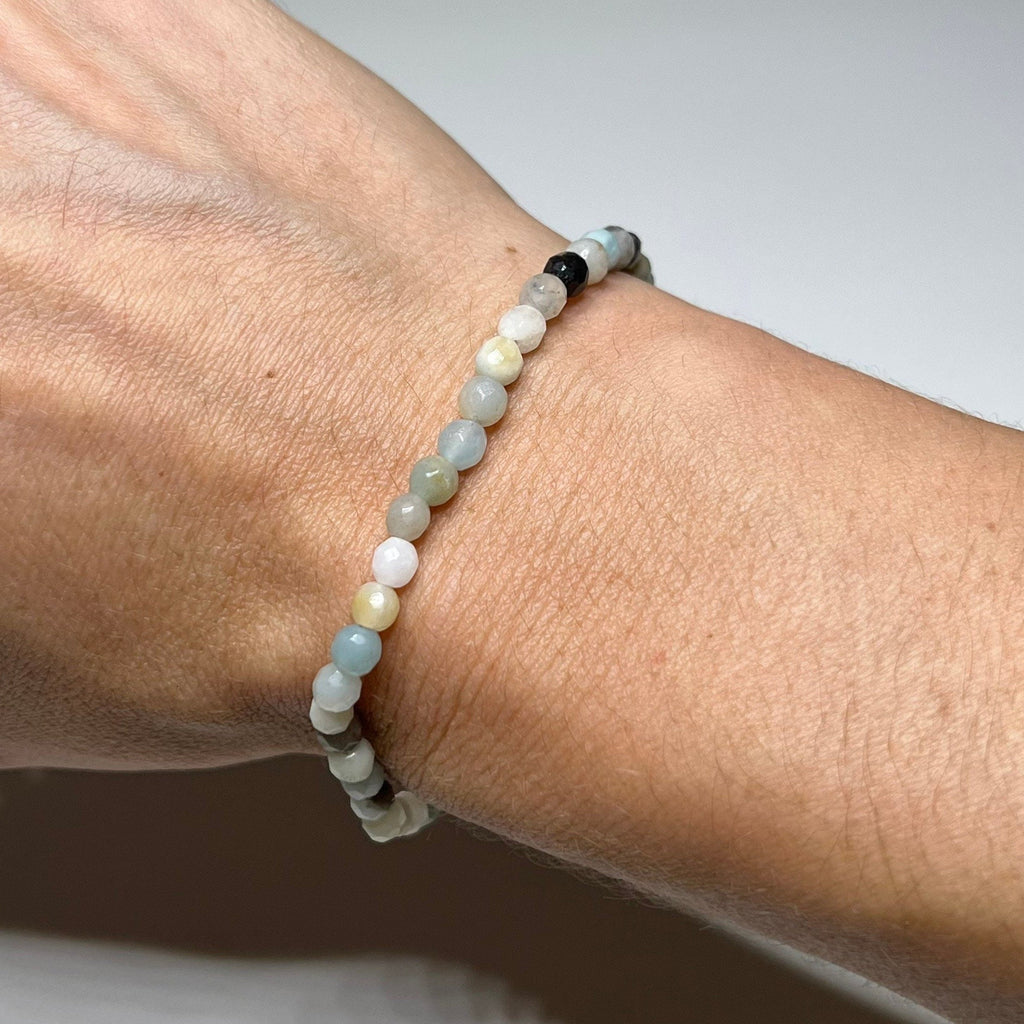 Amazonite Rondelle Bracelet: Gemstone Beaded Stretch Bracelet