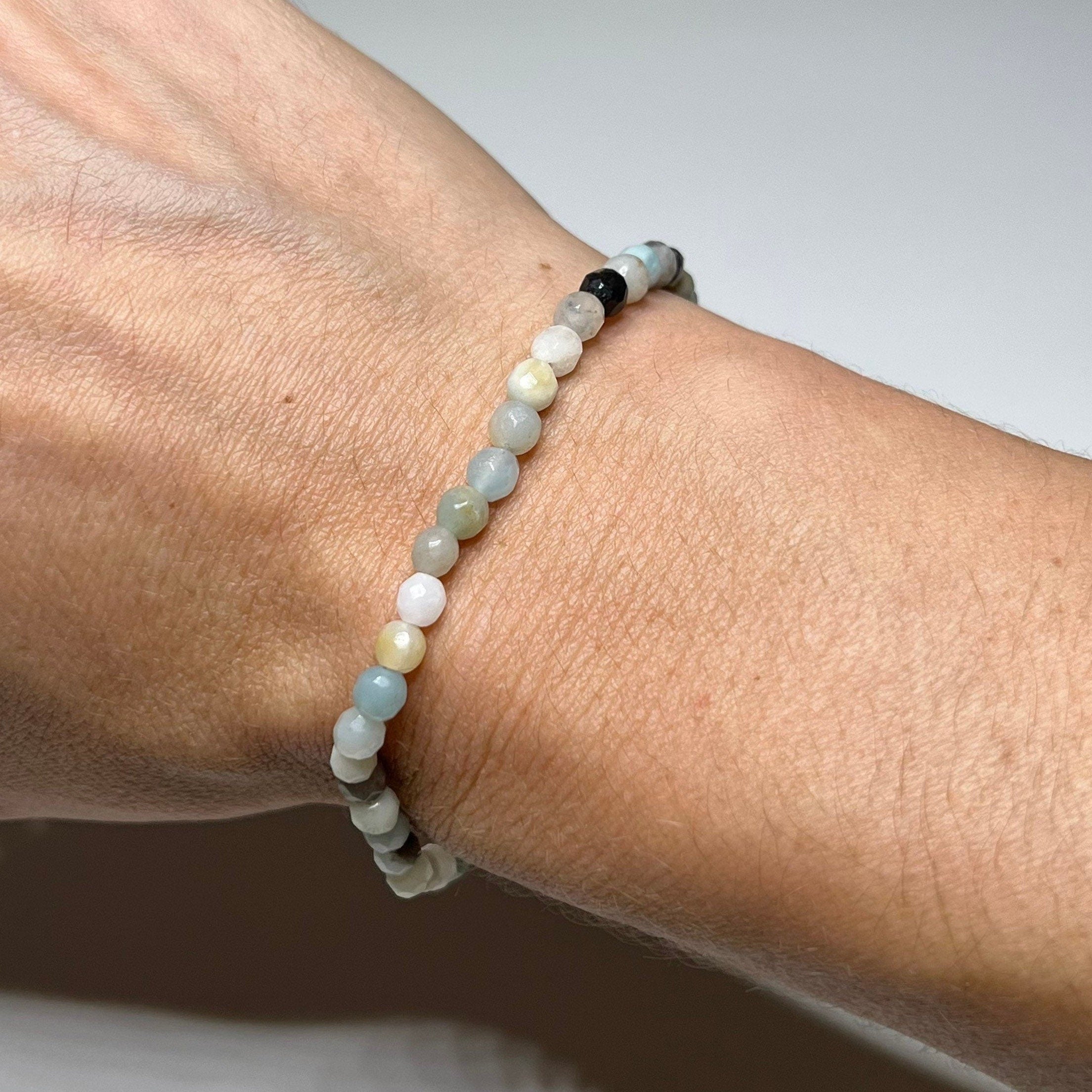 Amazonite Rondelle Bracelet: Gemstone Beaded Stretch Bracelet