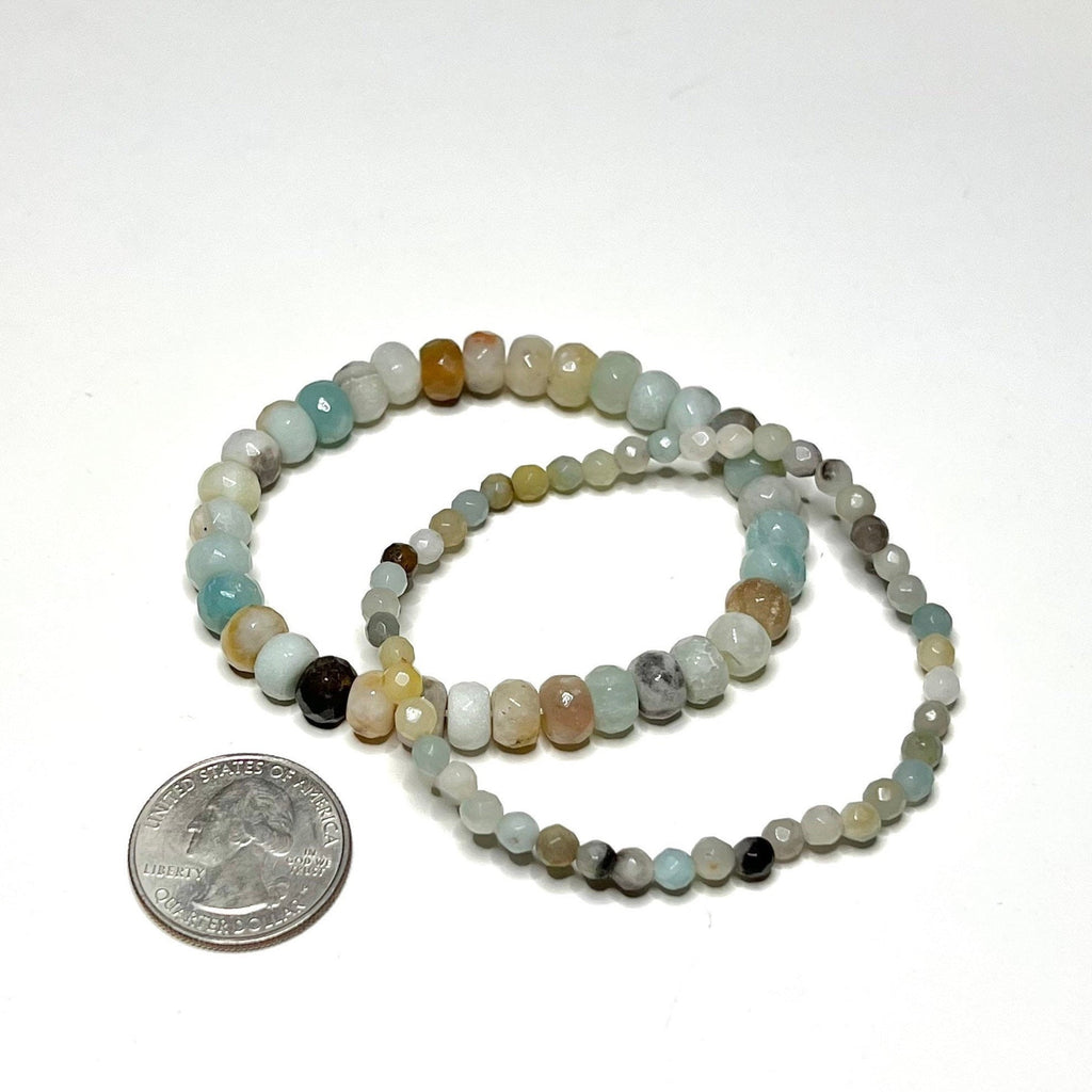 Amazonite Rondelle Bracelet: Gemstone Beaded Stretch Bracelet