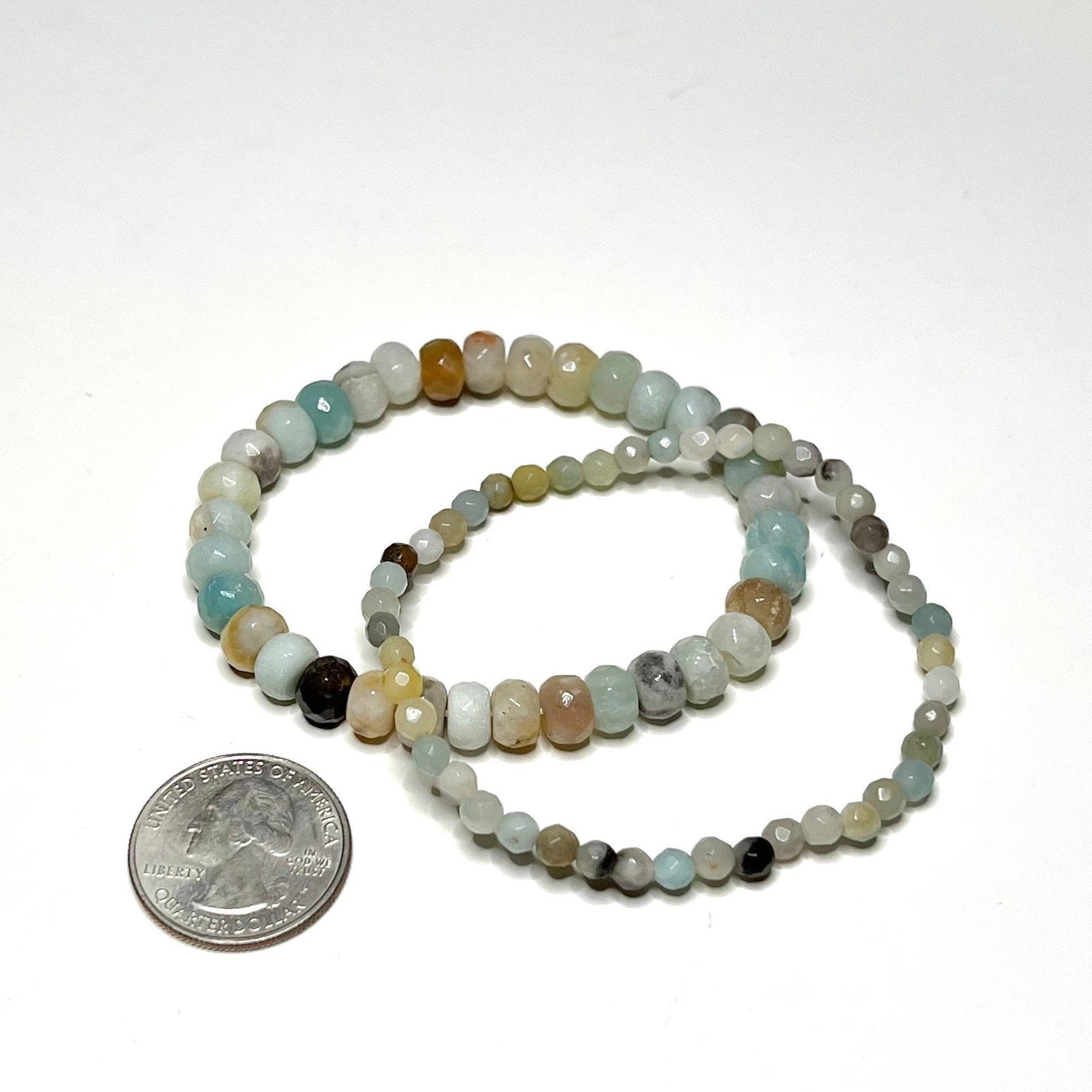 Amazonite Rondelle Bracelet: Gemstone Beaded Stretch Bracelet