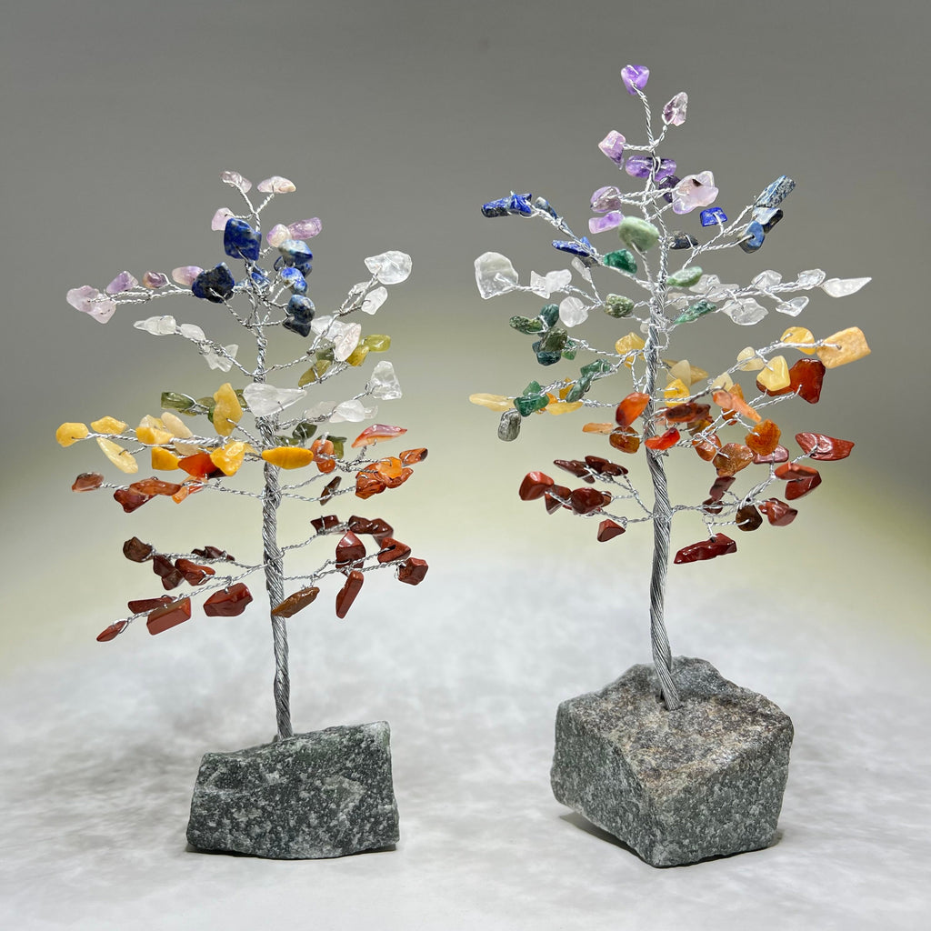 Chakra Gemstone Tree: Handmade Healing Crystal Tree with Wood Base