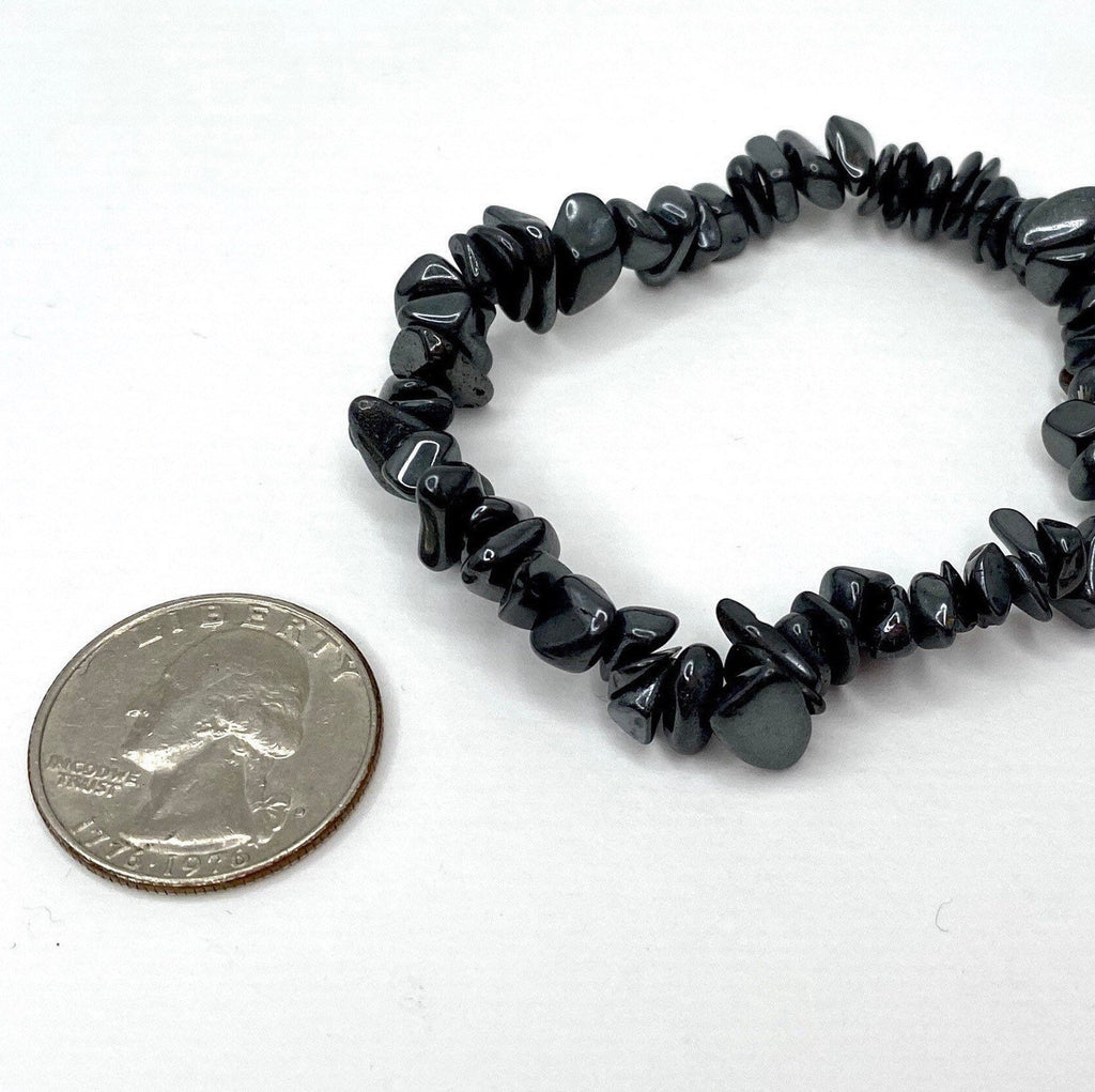 Hematite Chip Bracelet: Gemstone Beaded Stretch Bracelet