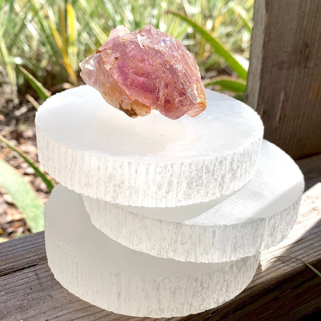 Selenite Charging Plate: 4 Inch Selenite Disk from Morocco