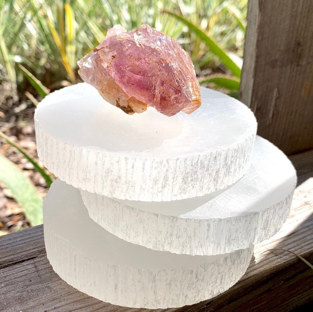 Selenite Charging Plate: 4 Inch Selenite Disk from Morocco