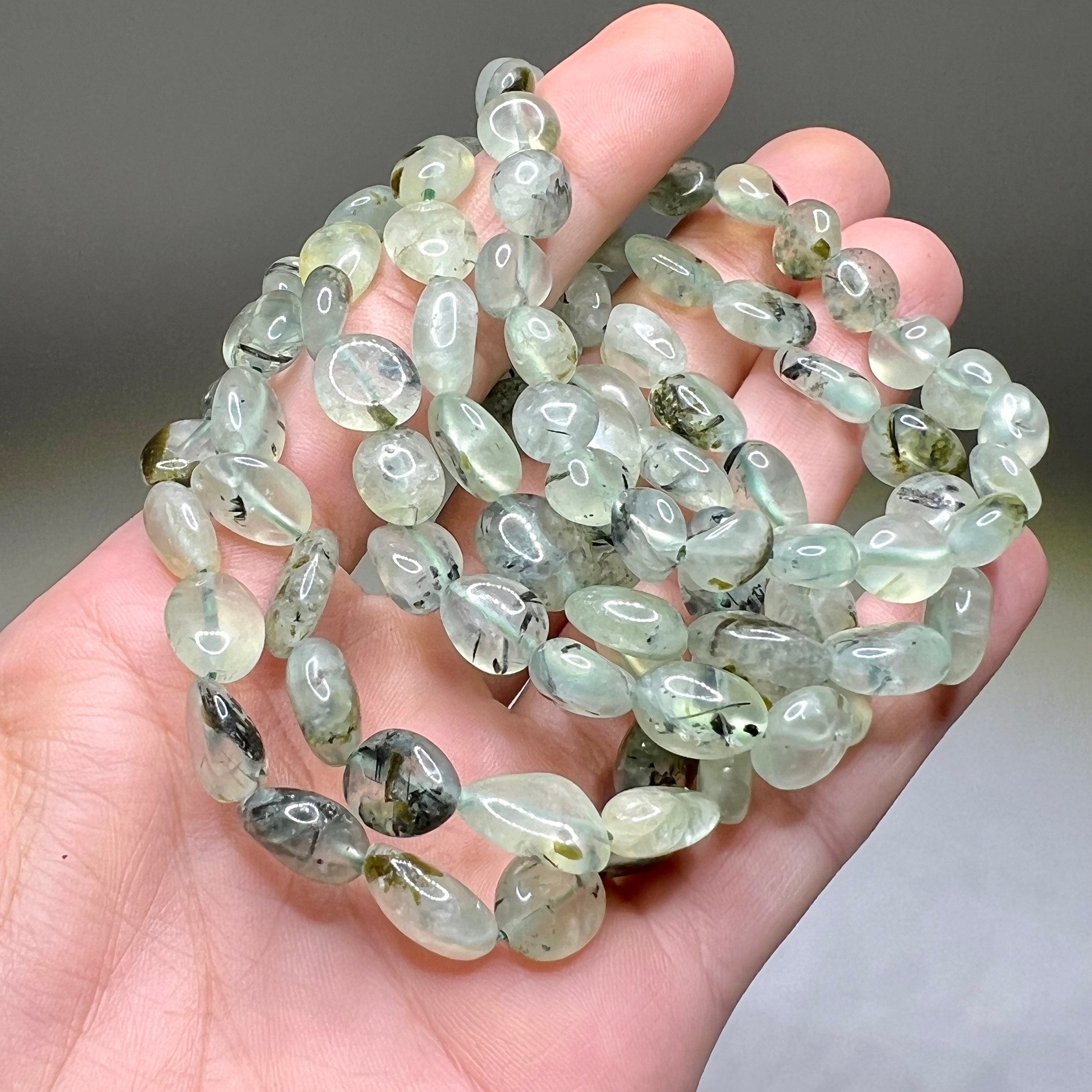 Prehnite Crystal Bracelet: Tumbled Gemstone Beaded Bracelet