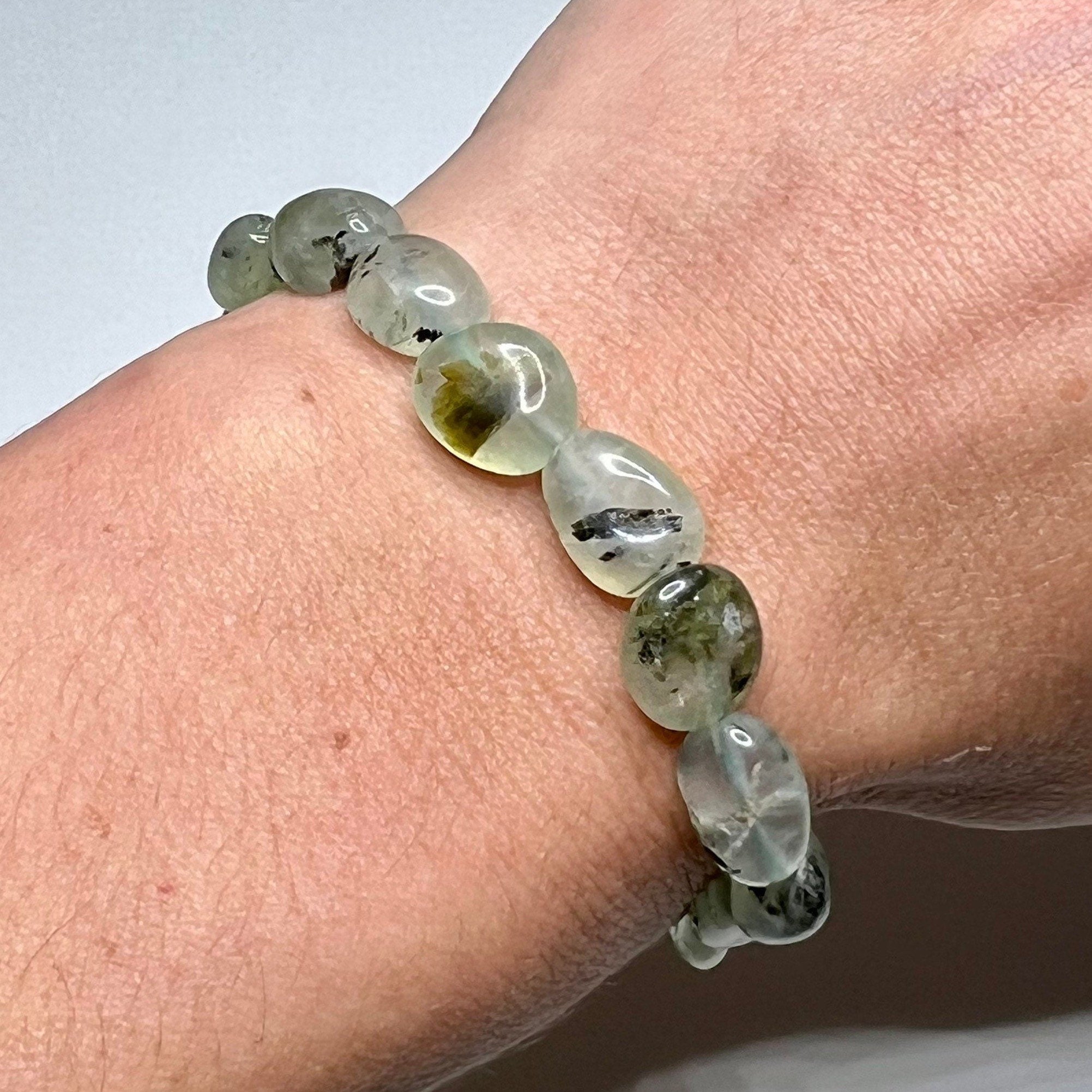 Prehnite Crystal Bracelet: Tumbled Gemstone Beaded Bracelet