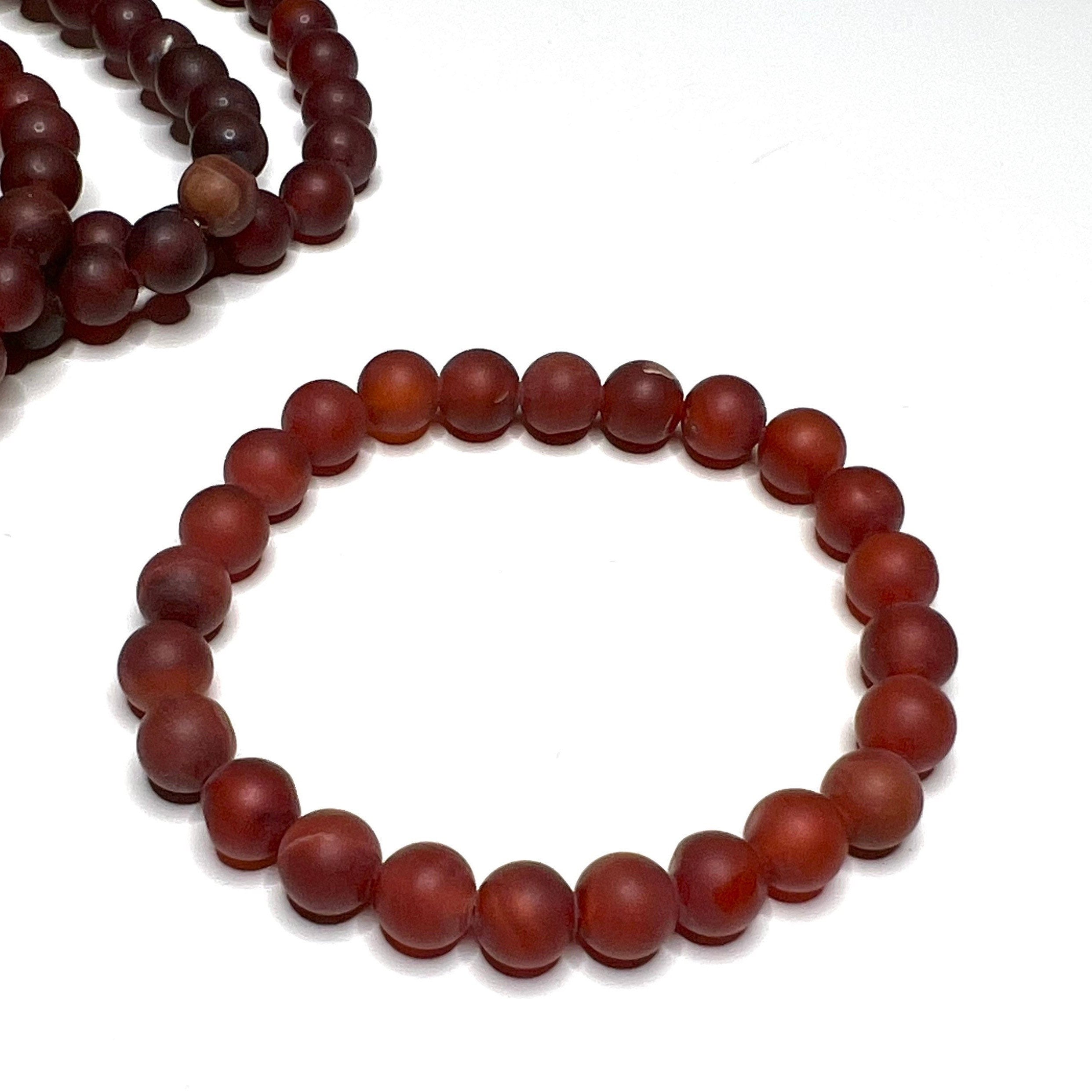 Red Agate Crystal Bracelet, 8mm Matte Bead Gemstone Bracelet