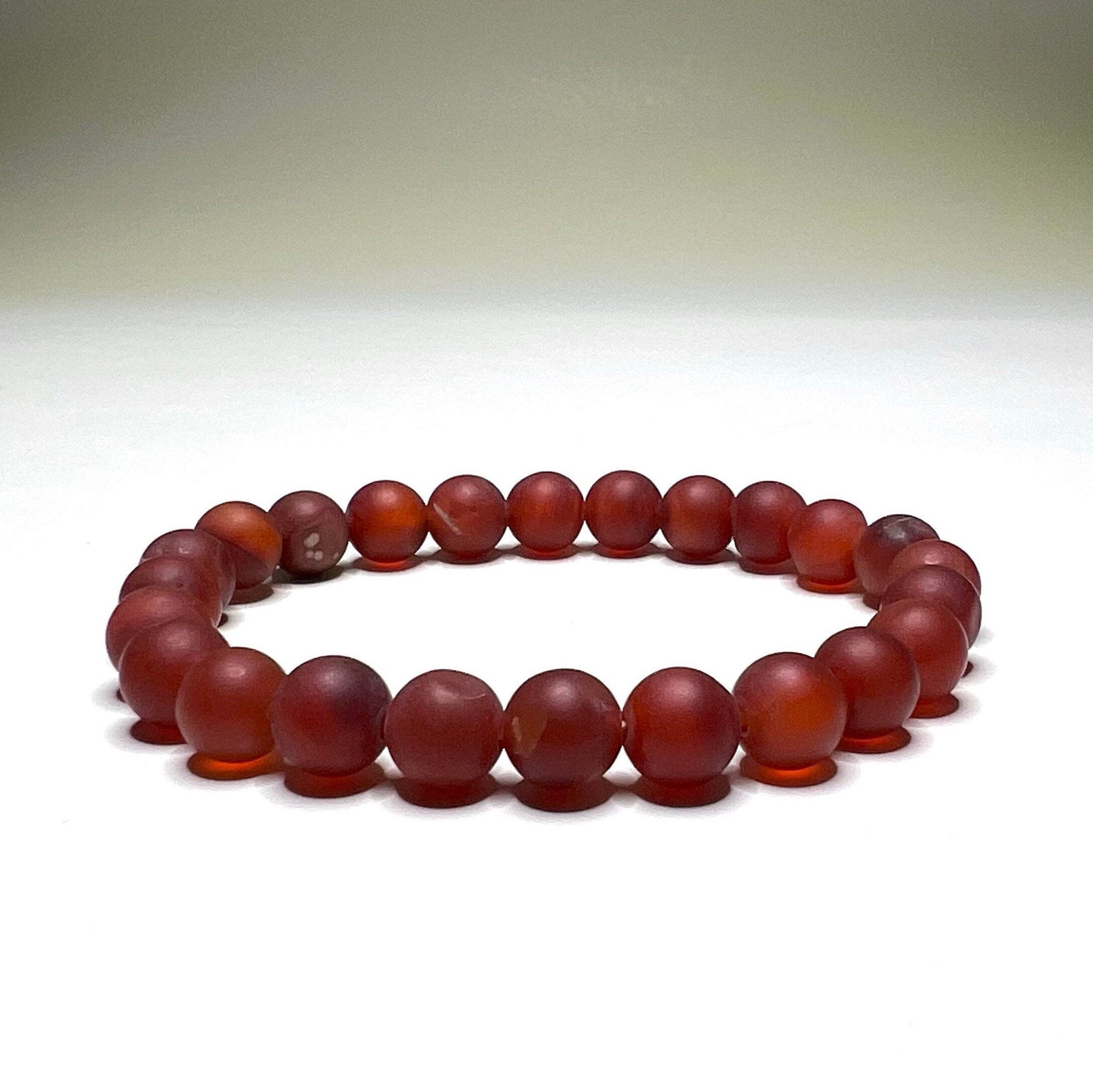 Red Agate Crystal Bracelet, 8mm Matte Bead Gemstone Bracelet