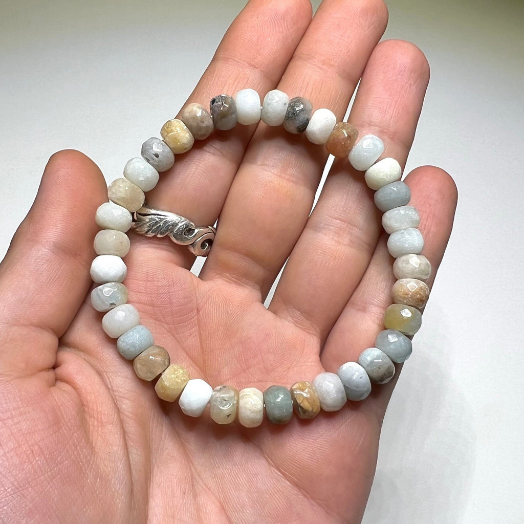 Amazonite Rondelle Bracelet: Gemstone Beaded Stretch Bracelet