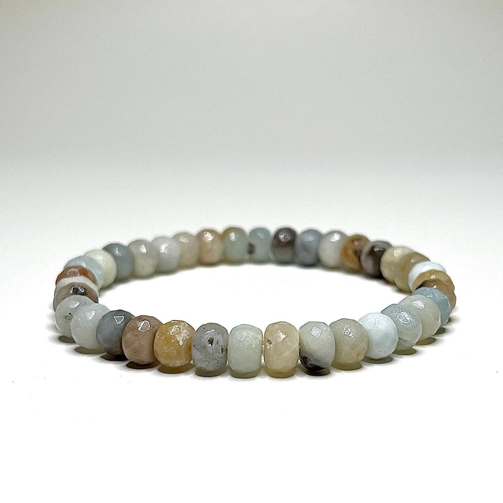 Amazonite Rondelle Bracelet: Gemstone Beaded Stretch Bracelet