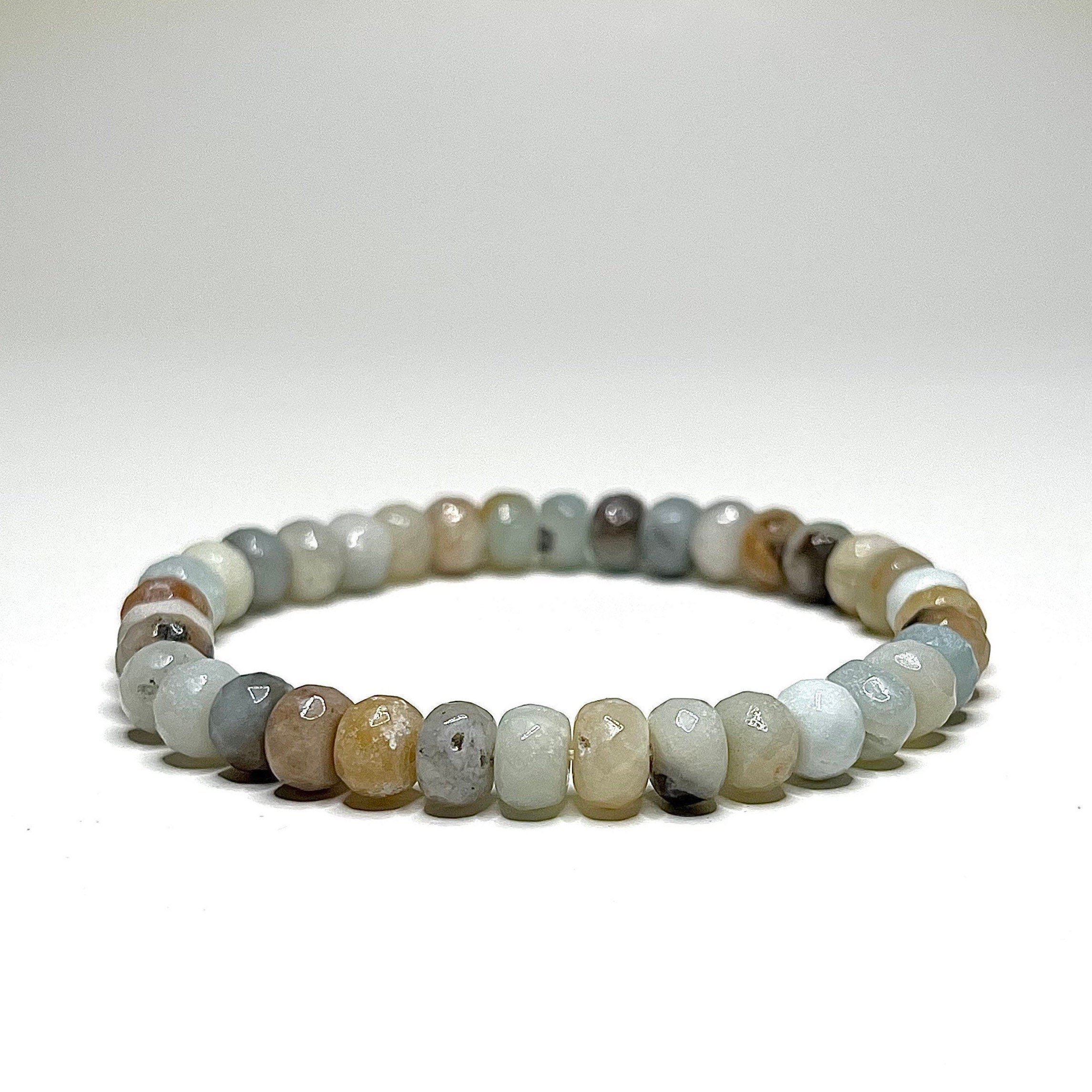 Amazonite Rondelle Bracelet: Gemstone Beaded Stretch Bracelet
