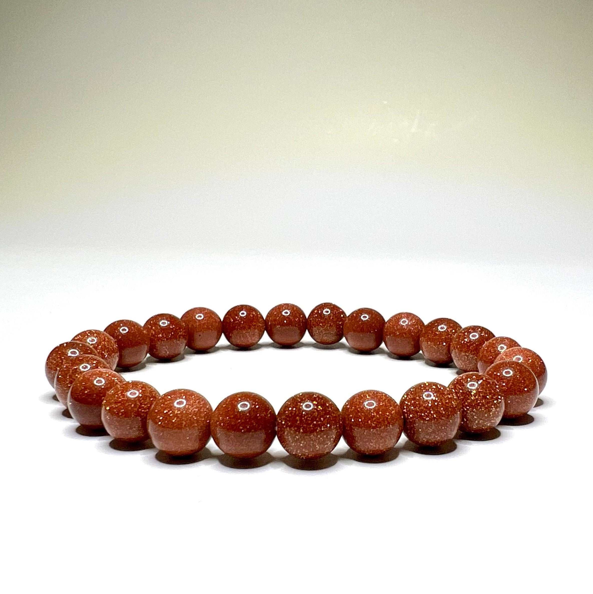 Red Goldstone Crystal Bracelet: Handmade Gemstone Beaded Bracelet