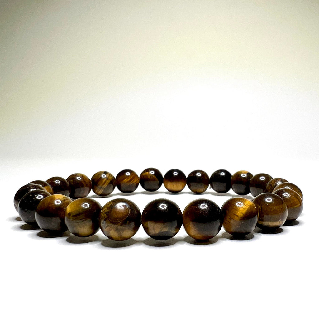 Tigers Eye Crystal Bracelet: Round Gemstone Beaded Bracelet