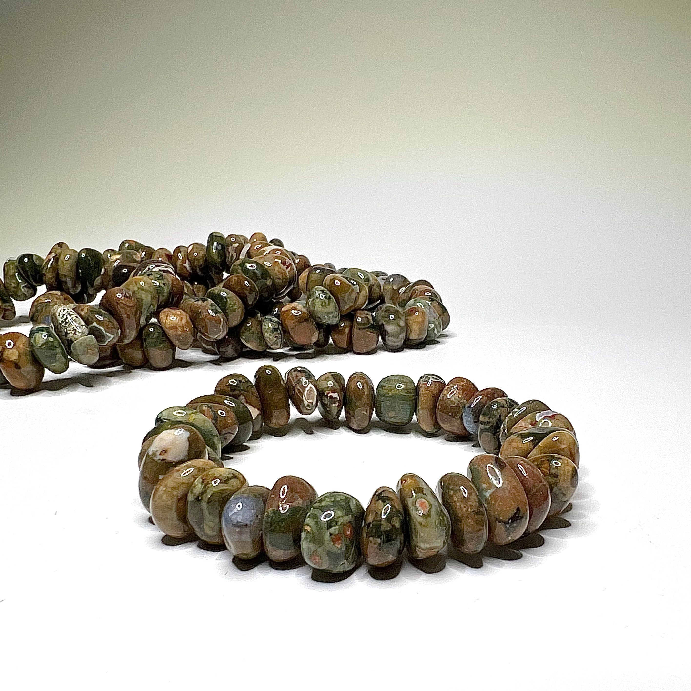 Rhyolite Crystal Beaded Bracelet: Volcanic Gemstone, Calming Energy