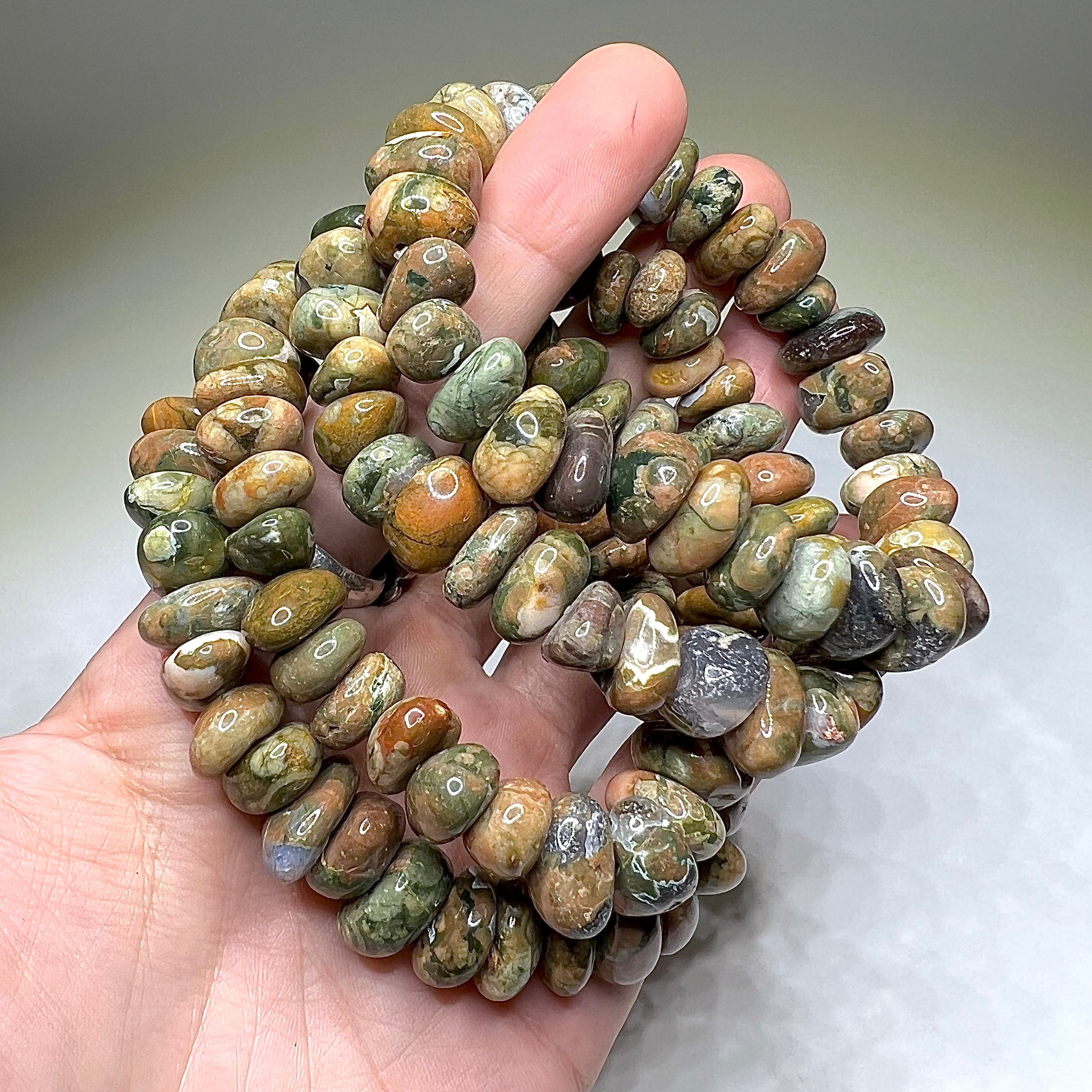 Rhyolite Crystal Beaded Bracelet: Volcanic Gemstone, Calming Energy