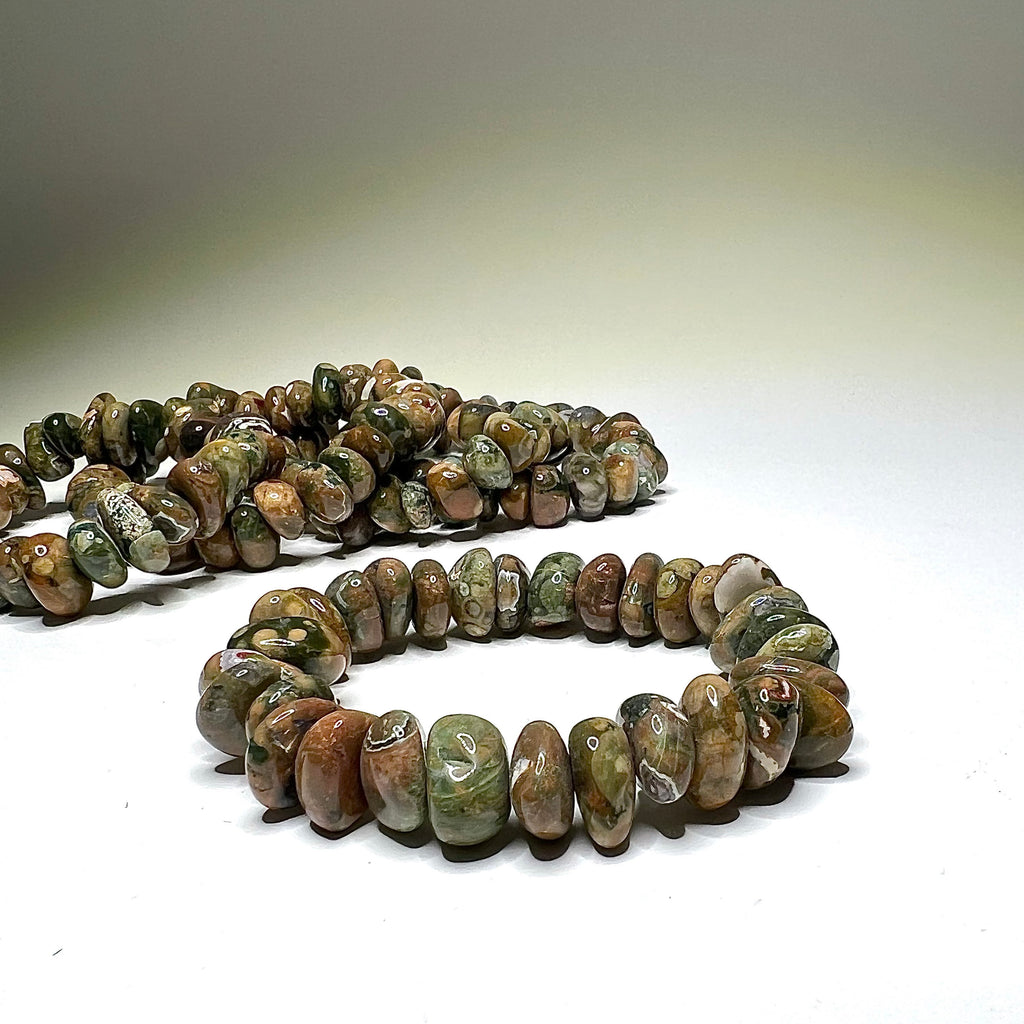 Rhyolite Crystal Beaded Bracelet: Volcanic Gemstone, Calming Energy