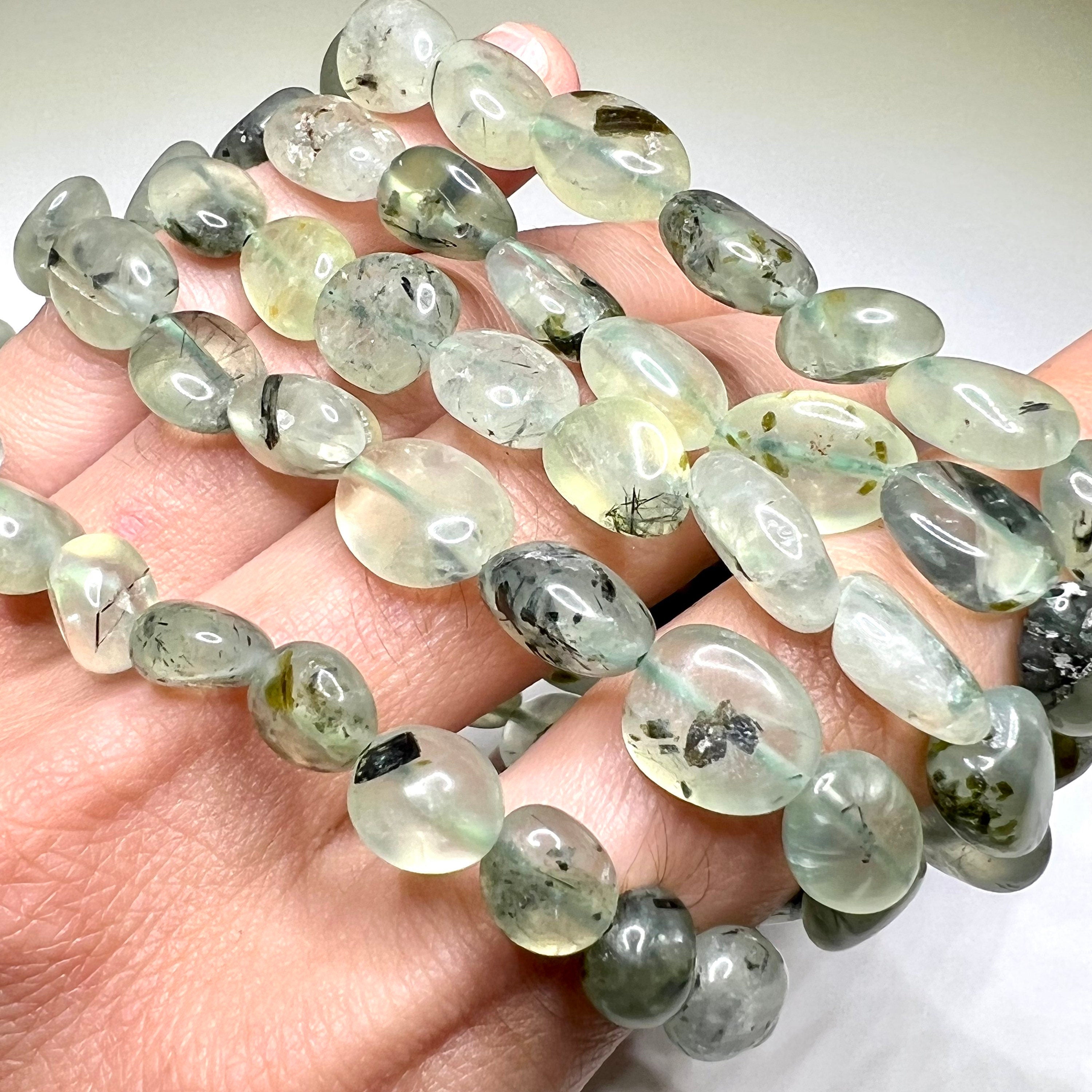 Prehnite Crystal Bracelet: Tumbled Gemstone Beaded Bracelet