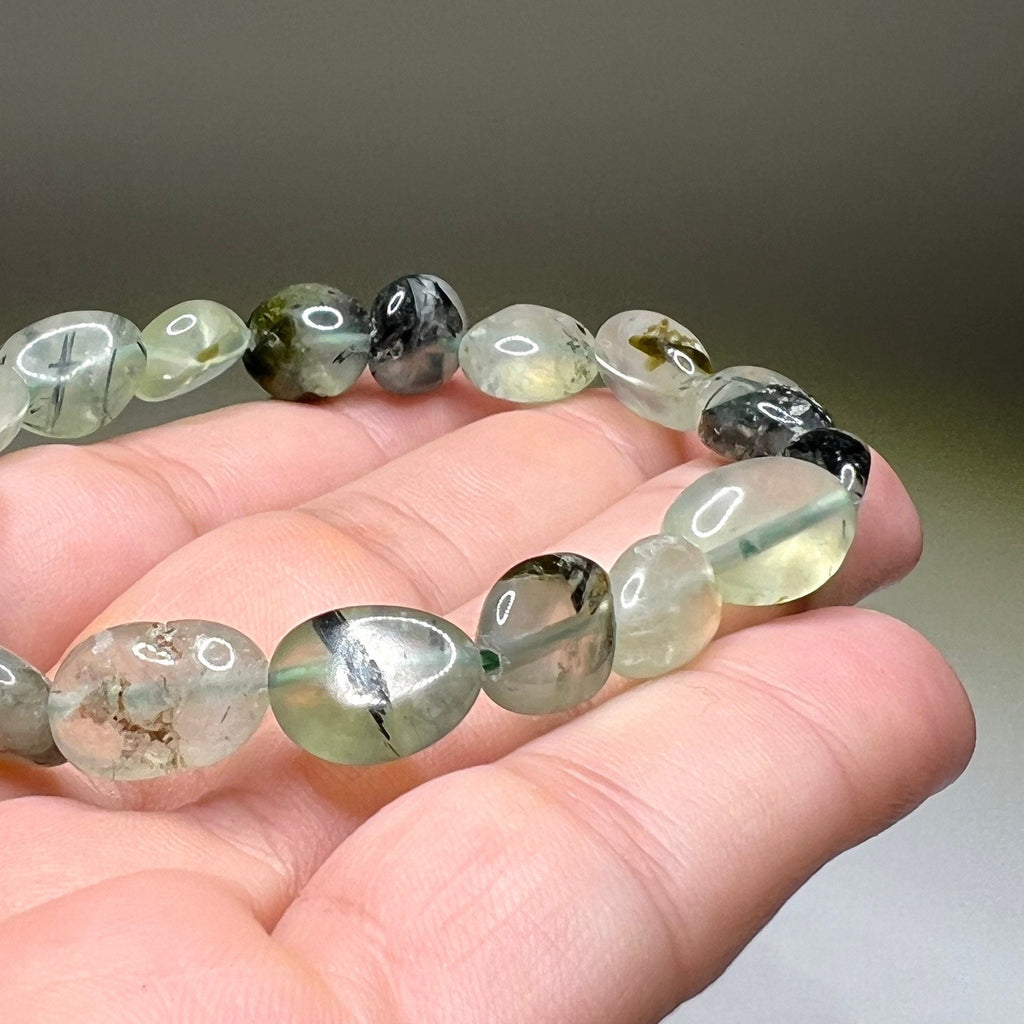 Prehnite Crystal Bracelet: Tumbled Gemstone Beaded Bracelet
